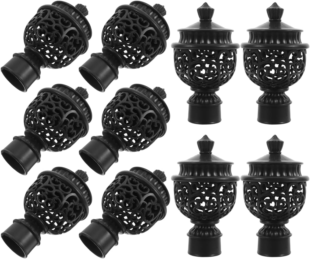 Amosfun 12 Pcs Curtain Rod End Caps Hollow Finials