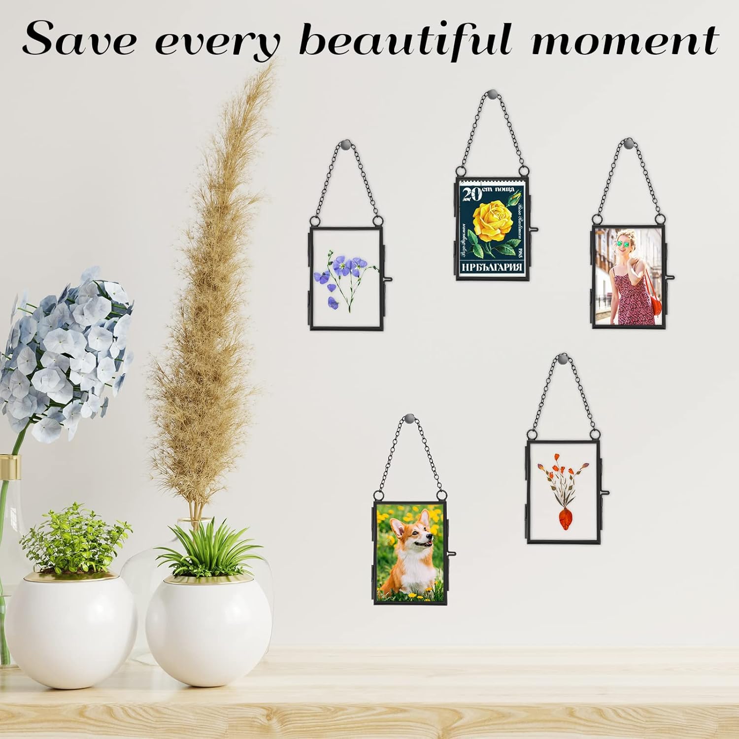 Landhoow 8 Pcs Double Glass Frame for Pressed Flowers