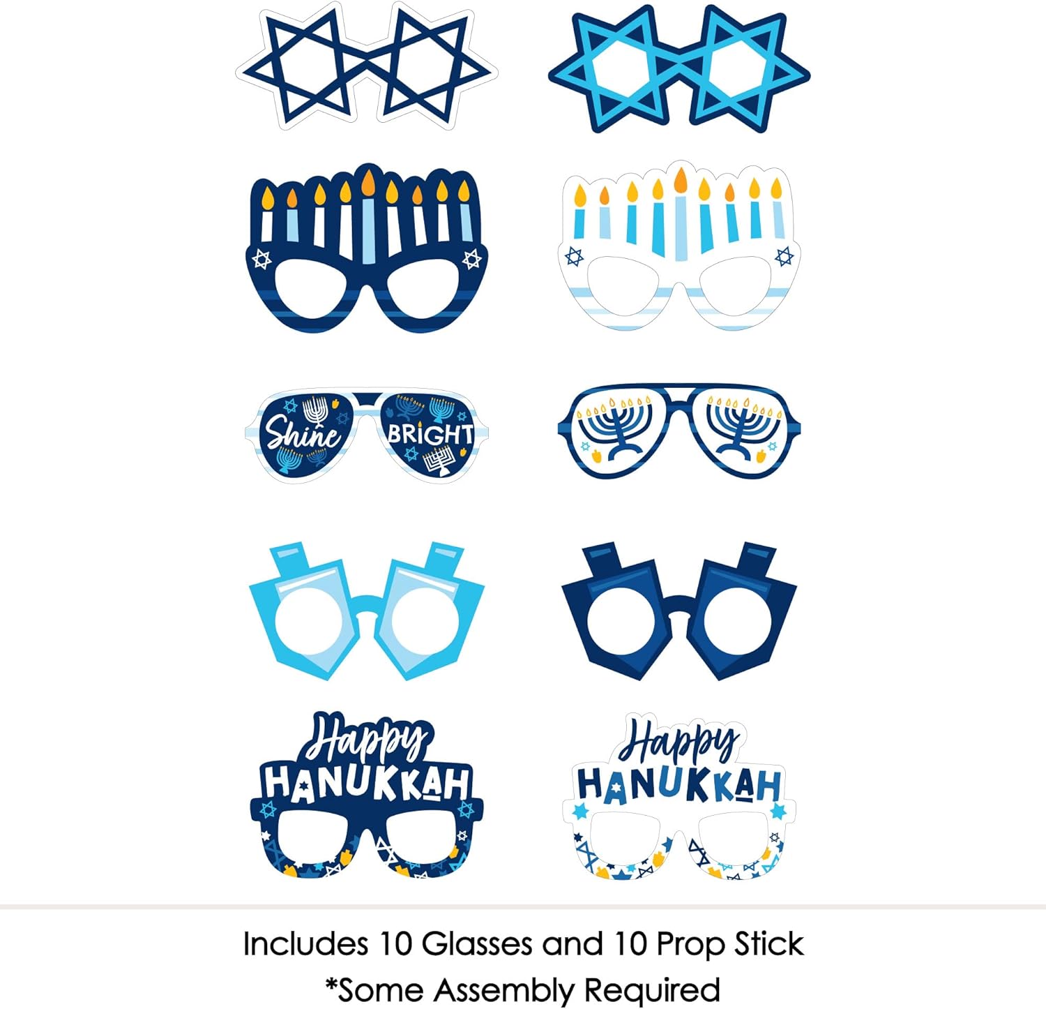 Big Dot of Happiness Hanukkah Menorah Photo Booth Props - 10 Count