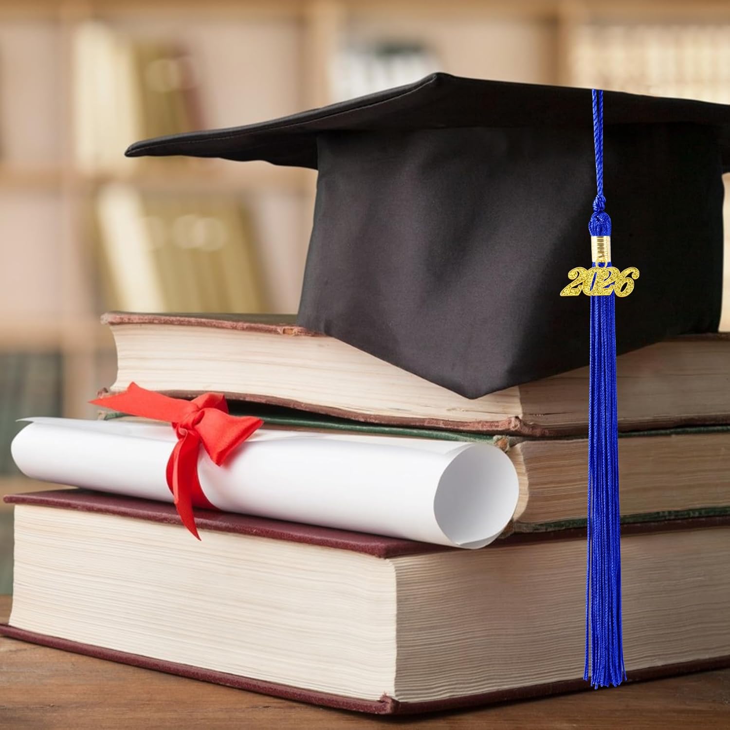 2026 Blue Graduation Tassel with Golden Charm