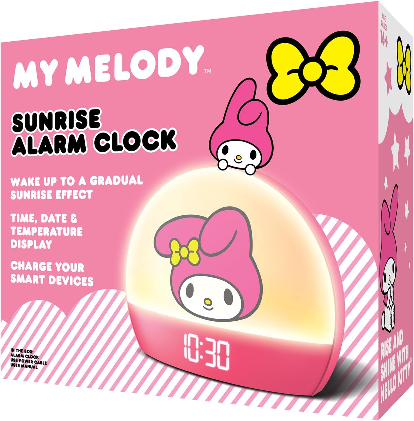 Hello Kitty Sunrise Alarm Clock with LED Display and USB Charging
