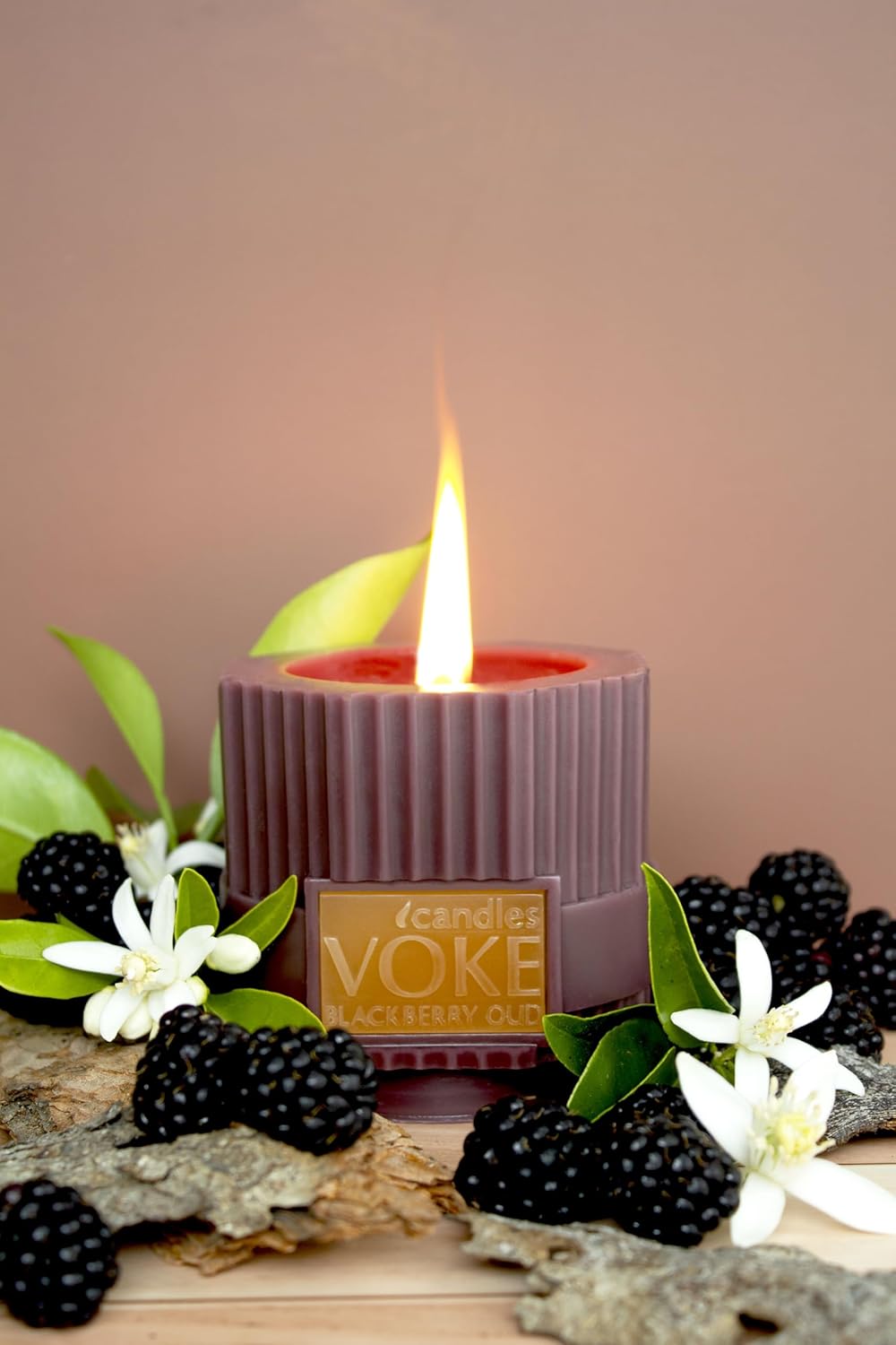 Voke Mens Luxury Pillar Candle with Wood Wick