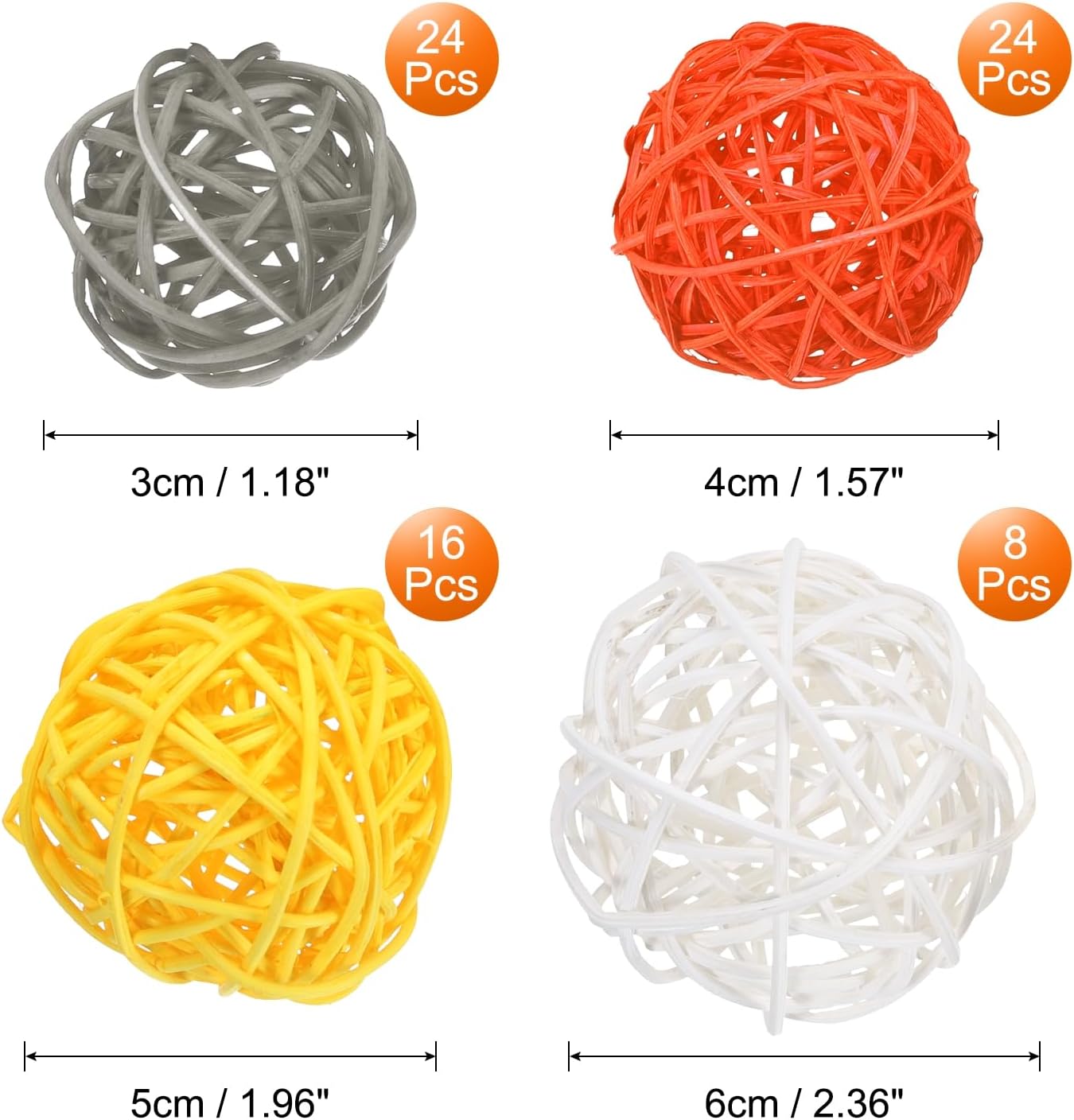 Uxcell 72 Pcs Wicker Rattan Balls Decorative