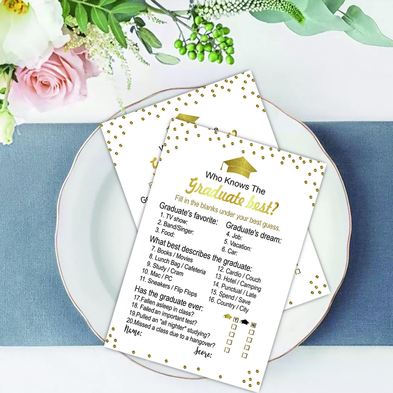 50 Pieces Graduation Party Game Cards for Fun and Engagement