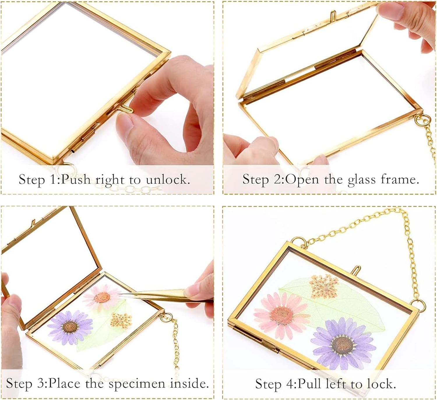 Belupai 2pcs Glass Pressed Flower Frames
