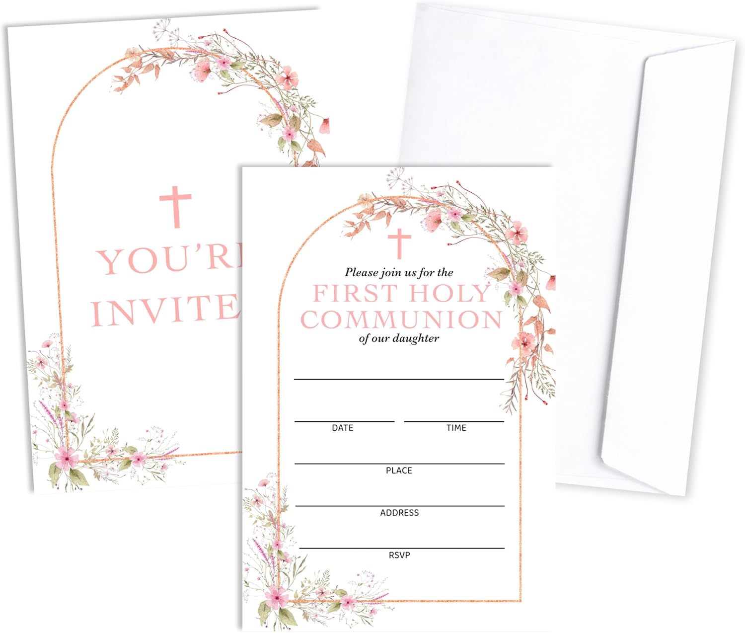 Baptism Invitation Set with 25 Cards and Envelopes