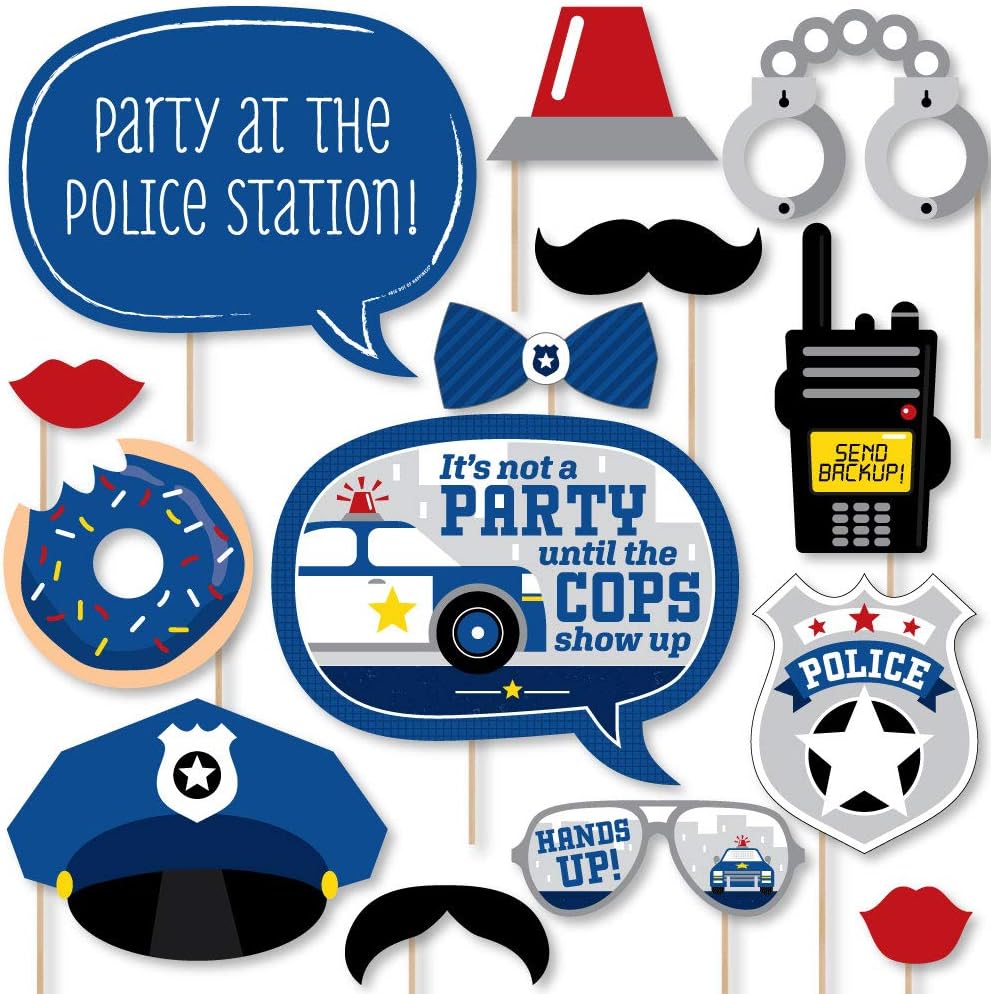 Big Dot Of Happiness Police Photo Booth Props Kit - 20 Count