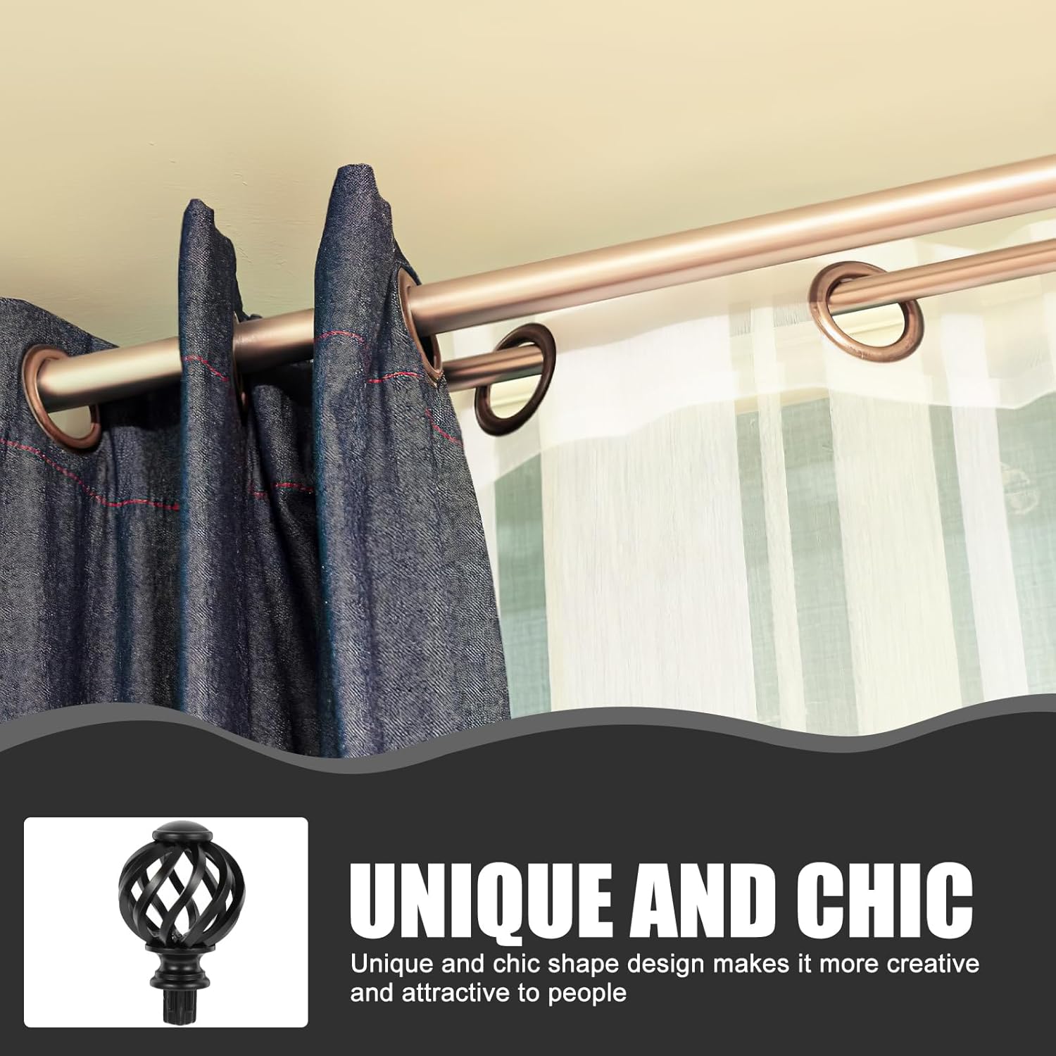 IMIKEYA 4 Pcs Diamond Finials Curtain Rod Ends