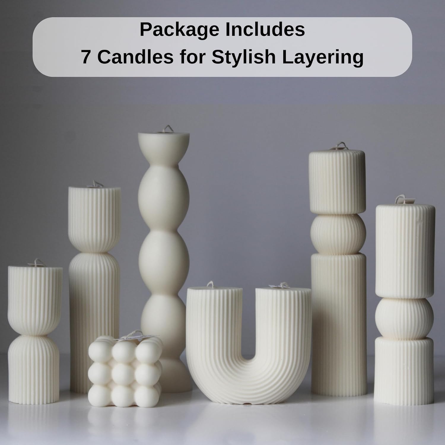 7Pc Large Pillar Candle Set Minimalist Decor