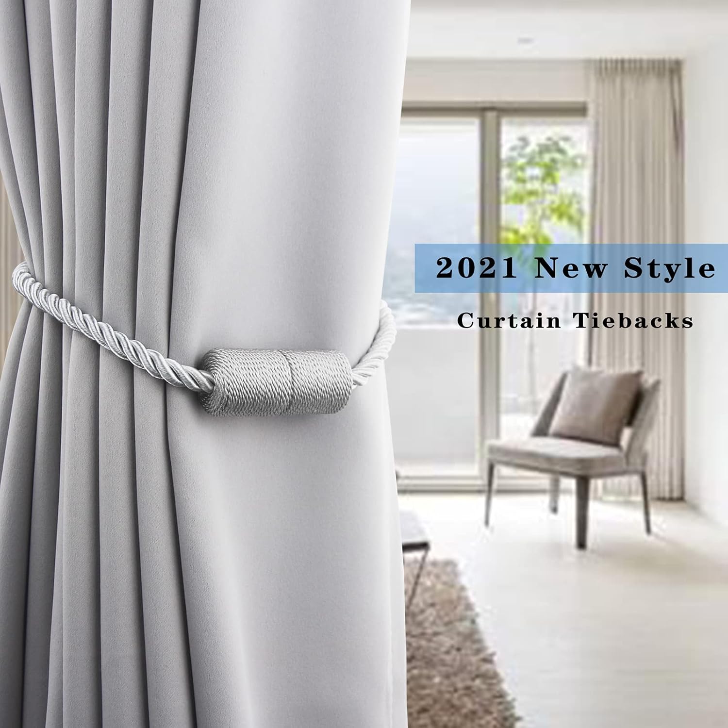 4 Pack Magnetic Curtain Holdbacks Modern Design for Windows Drapes