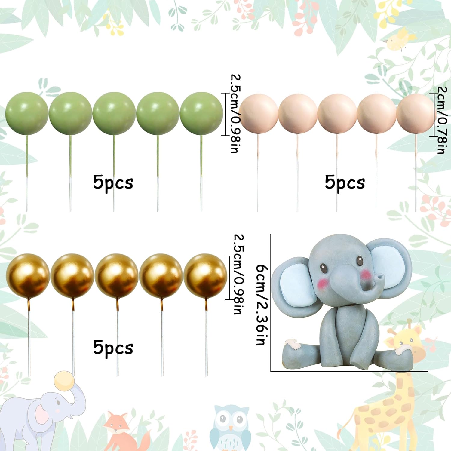 JeVenis Elephant Cake Decoration Wild Animal Party Decor