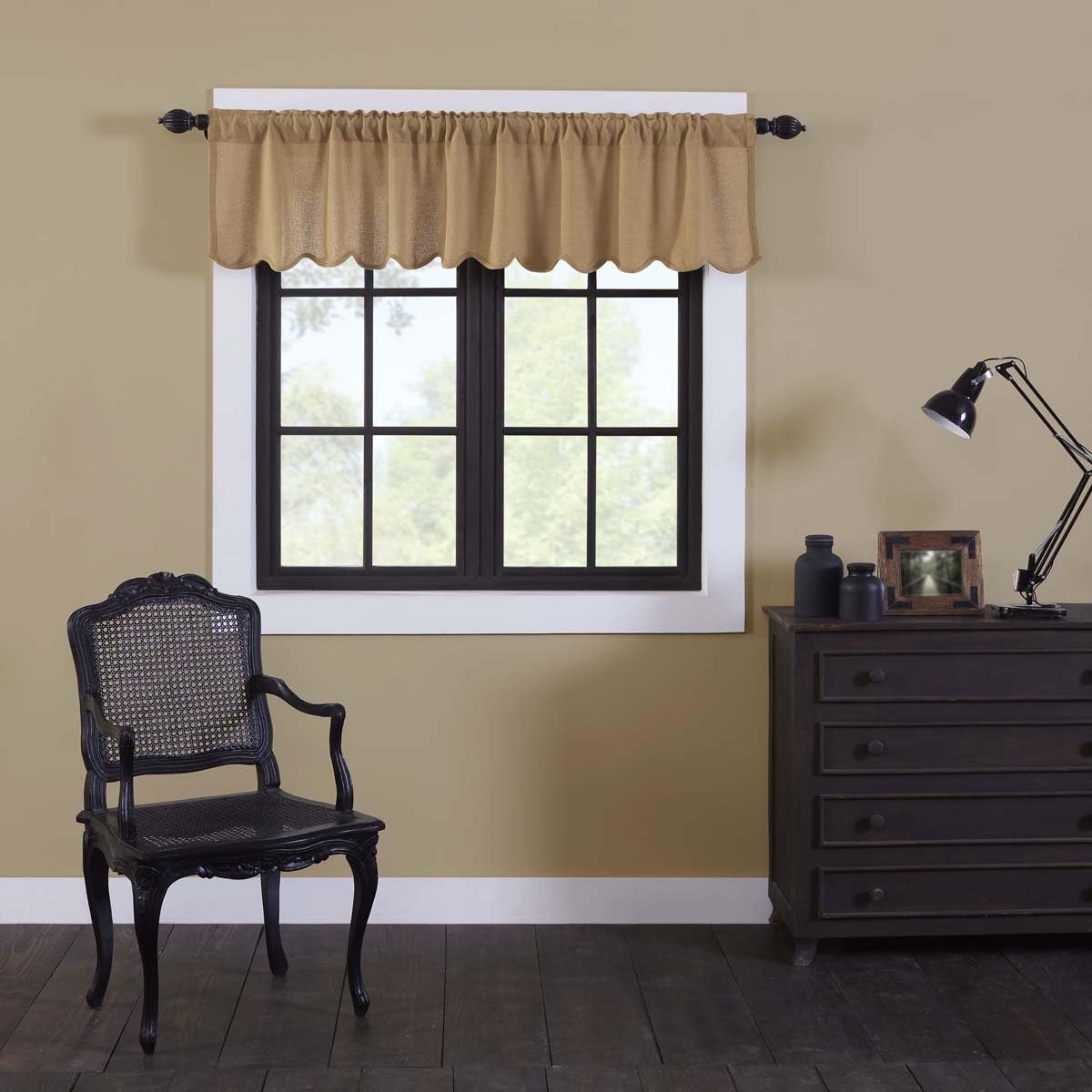 Burlap Scalloped Valance 16x72 for Farmhouse Decor