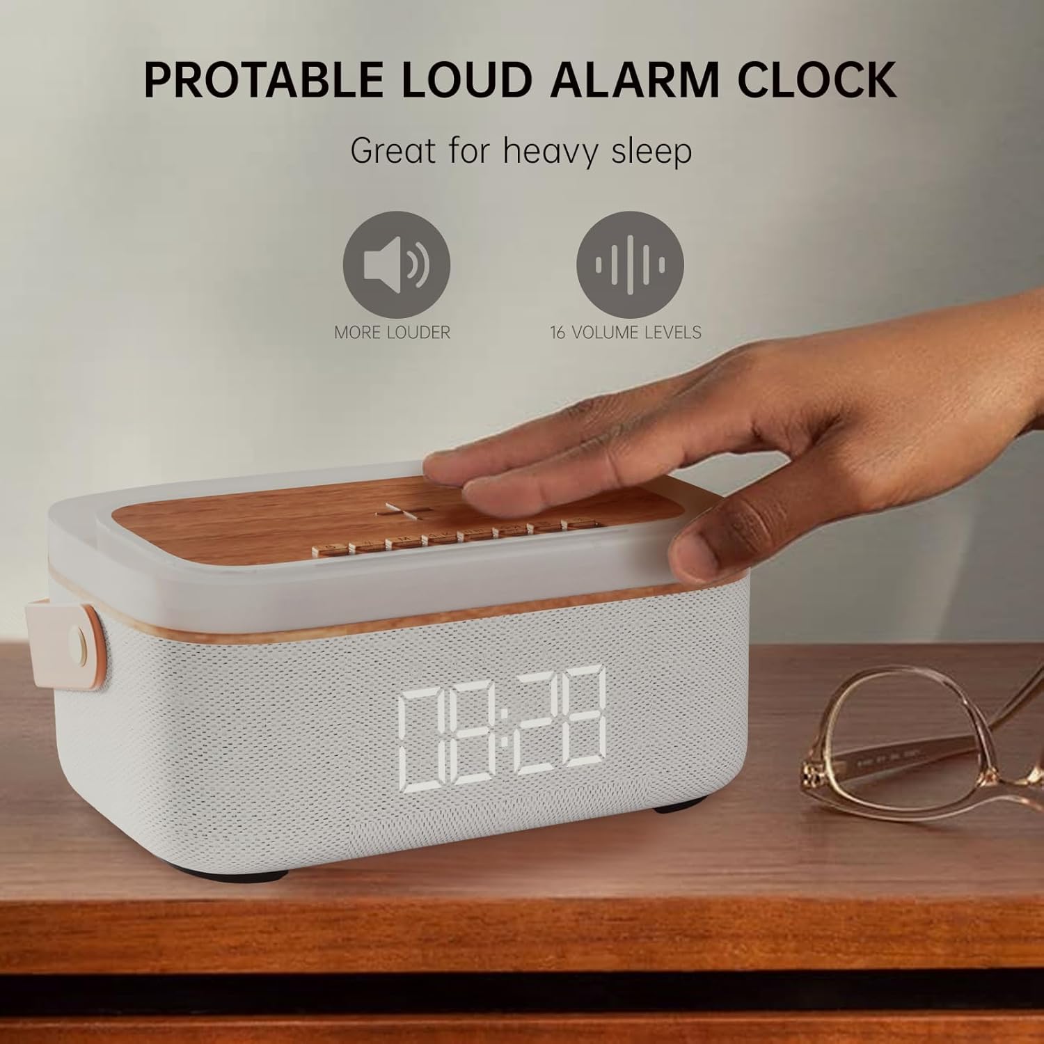LOVME 5-in-1 Alarm Clock with Bluetooth Speaker and Wireless Charger