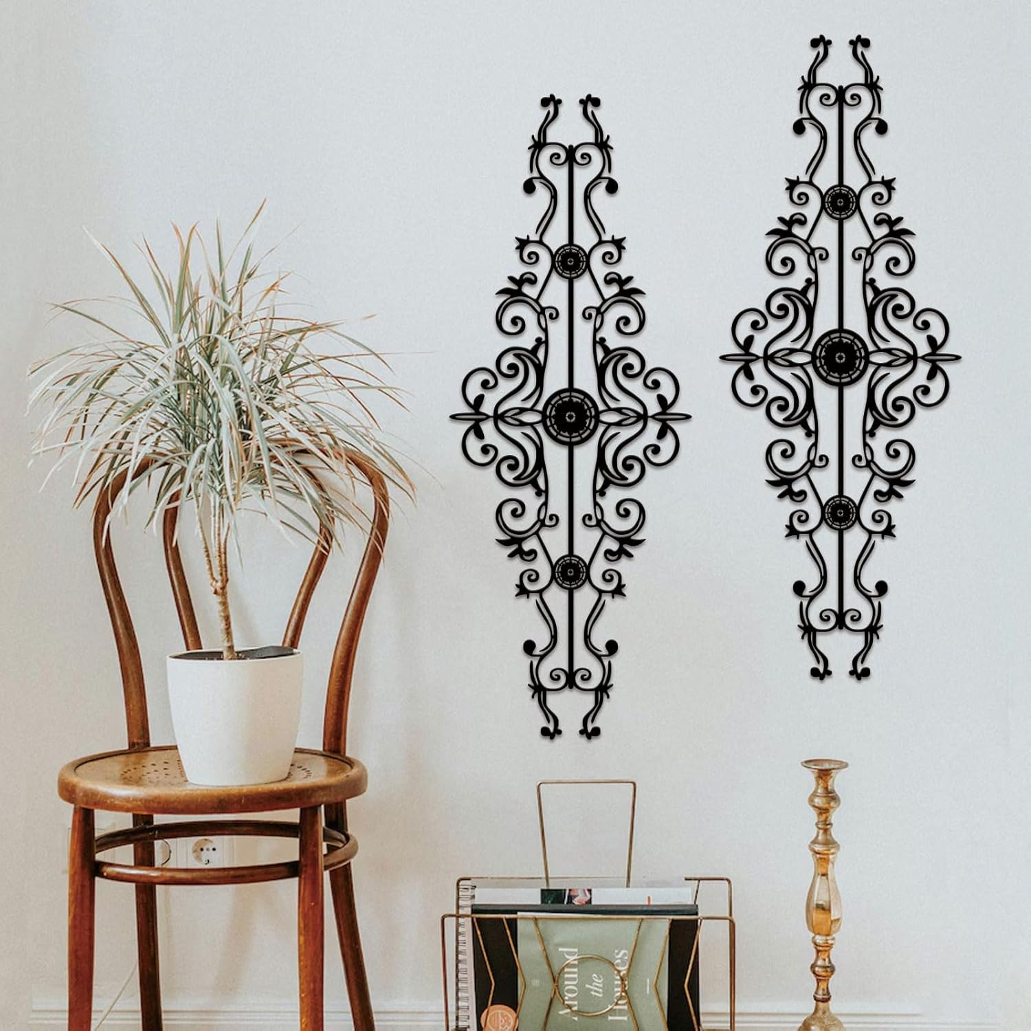 Estart Metal Scroll Wall Decor Rustic Iron Medallion