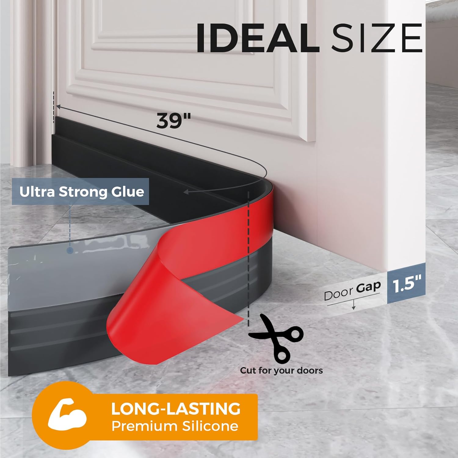 GroTheory 2 Pack Door Draft Stopper Black 39 Inch