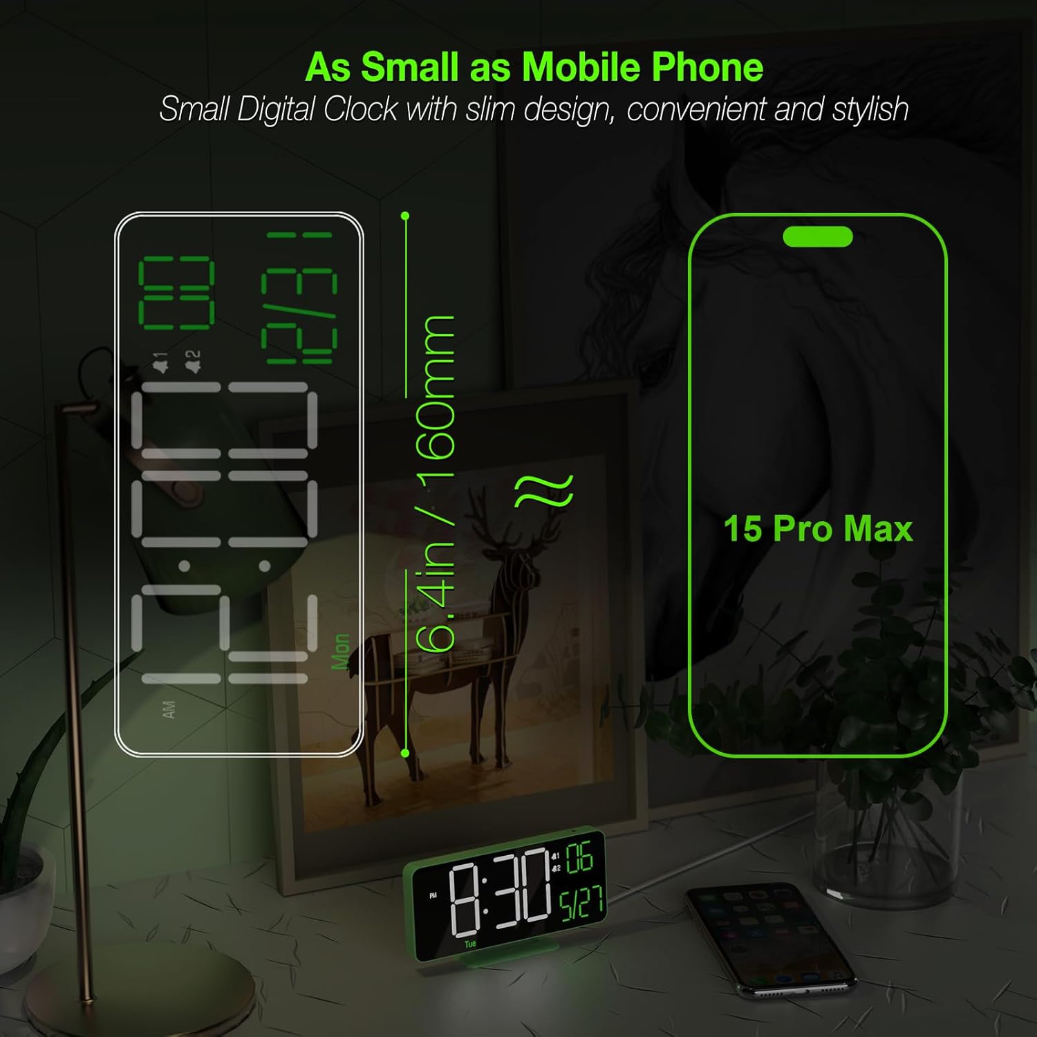 KOSUMOSU 67 Inch Digital Clock with Dual Alarms