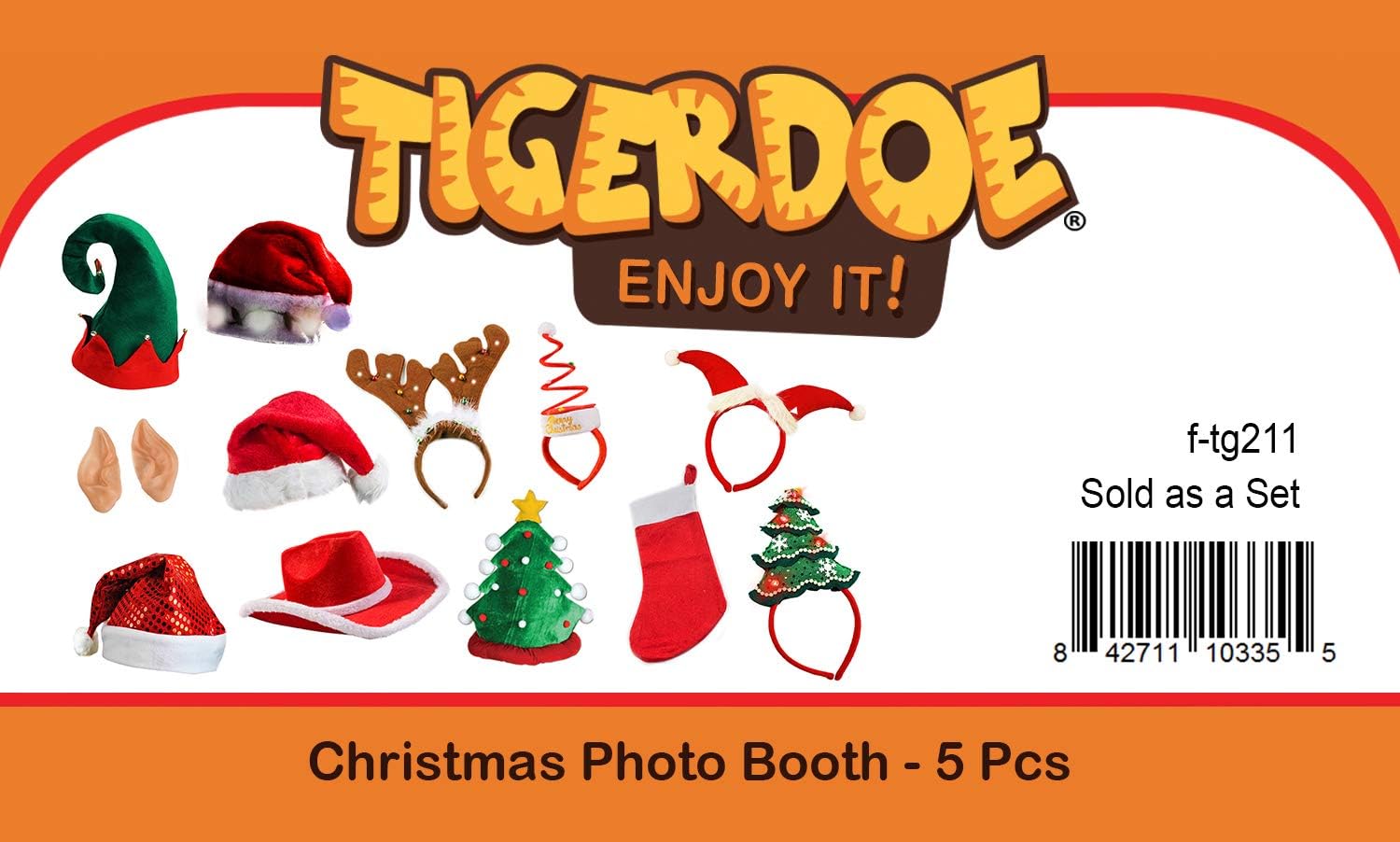 Tigerdoe Christmas Hats 5 Pack Photo Booth Props