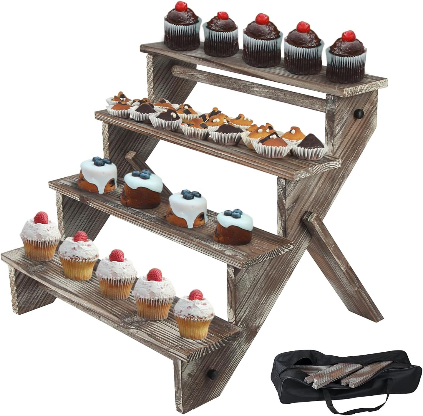 J Jackcube Design 4 Tier Rustic Wood Display Stand