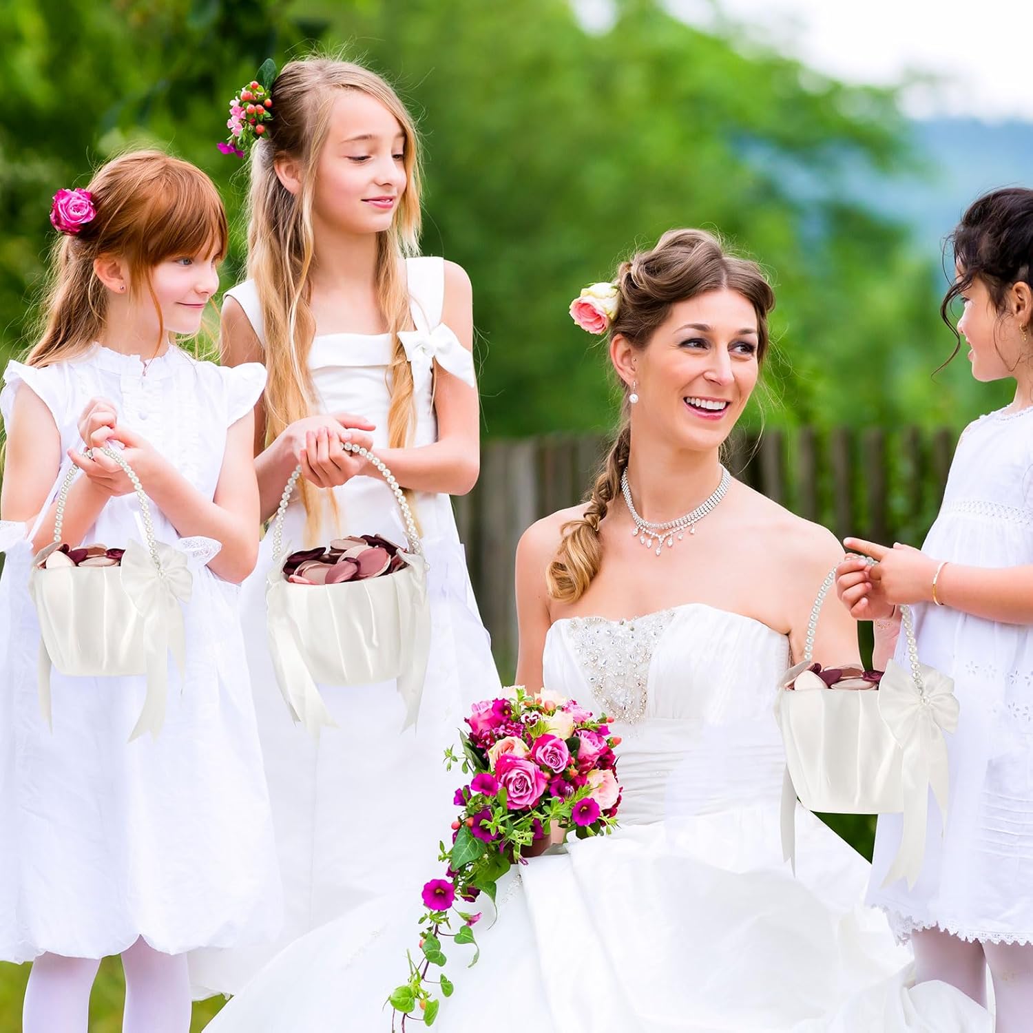Geetery 6 Piece Flower Girl Baskets for Weddings
