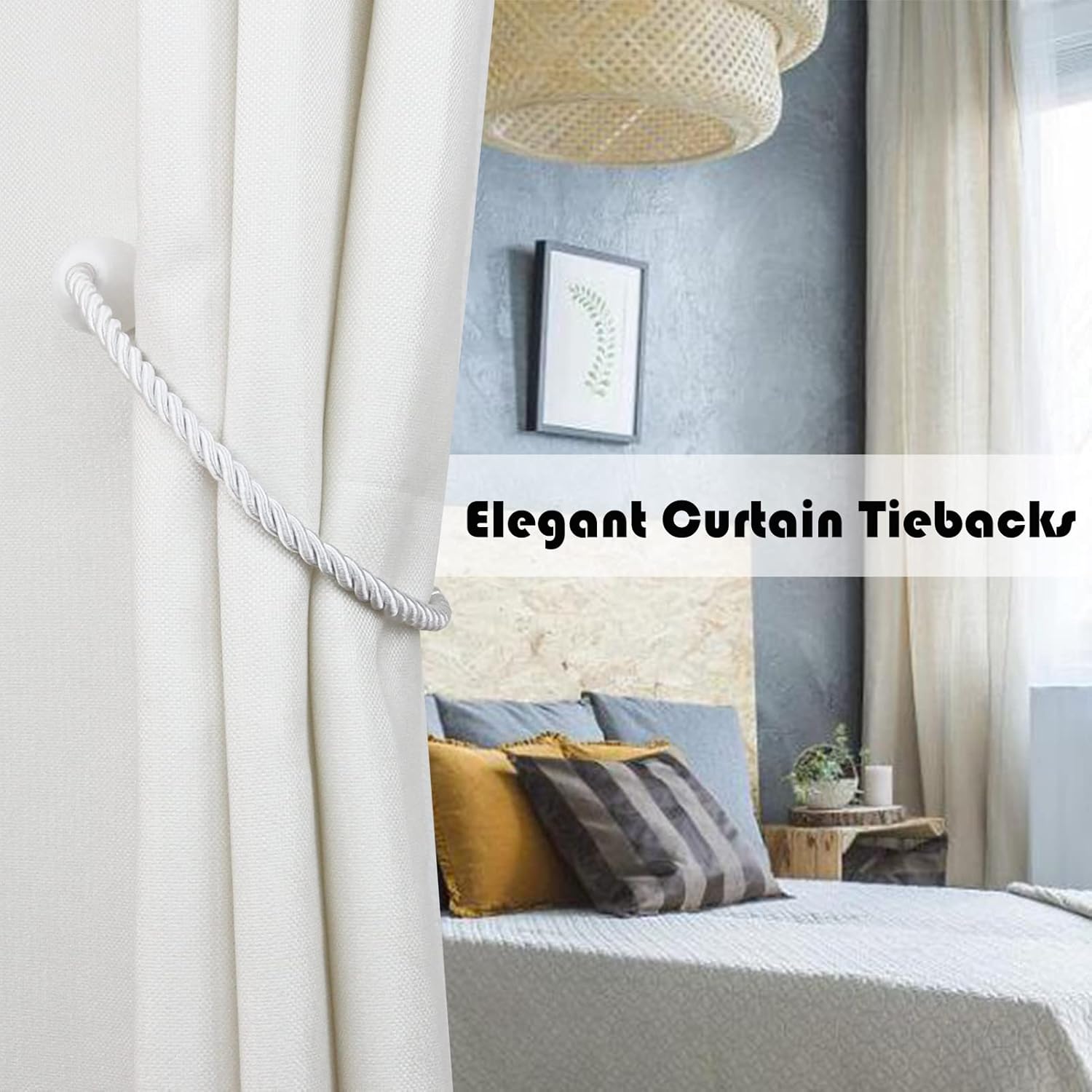 Strong Magnetic Curtain Tiebacks 2 Pack White