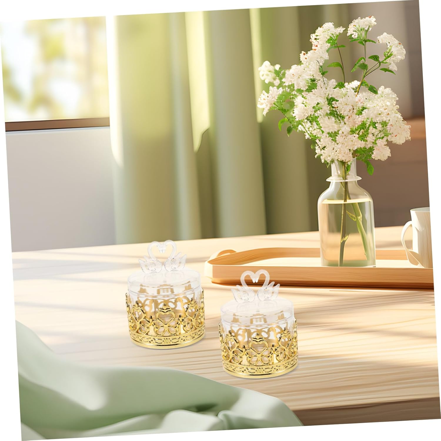Unomor 12Pcs Clear Swan Candy Holder Party Favors Box