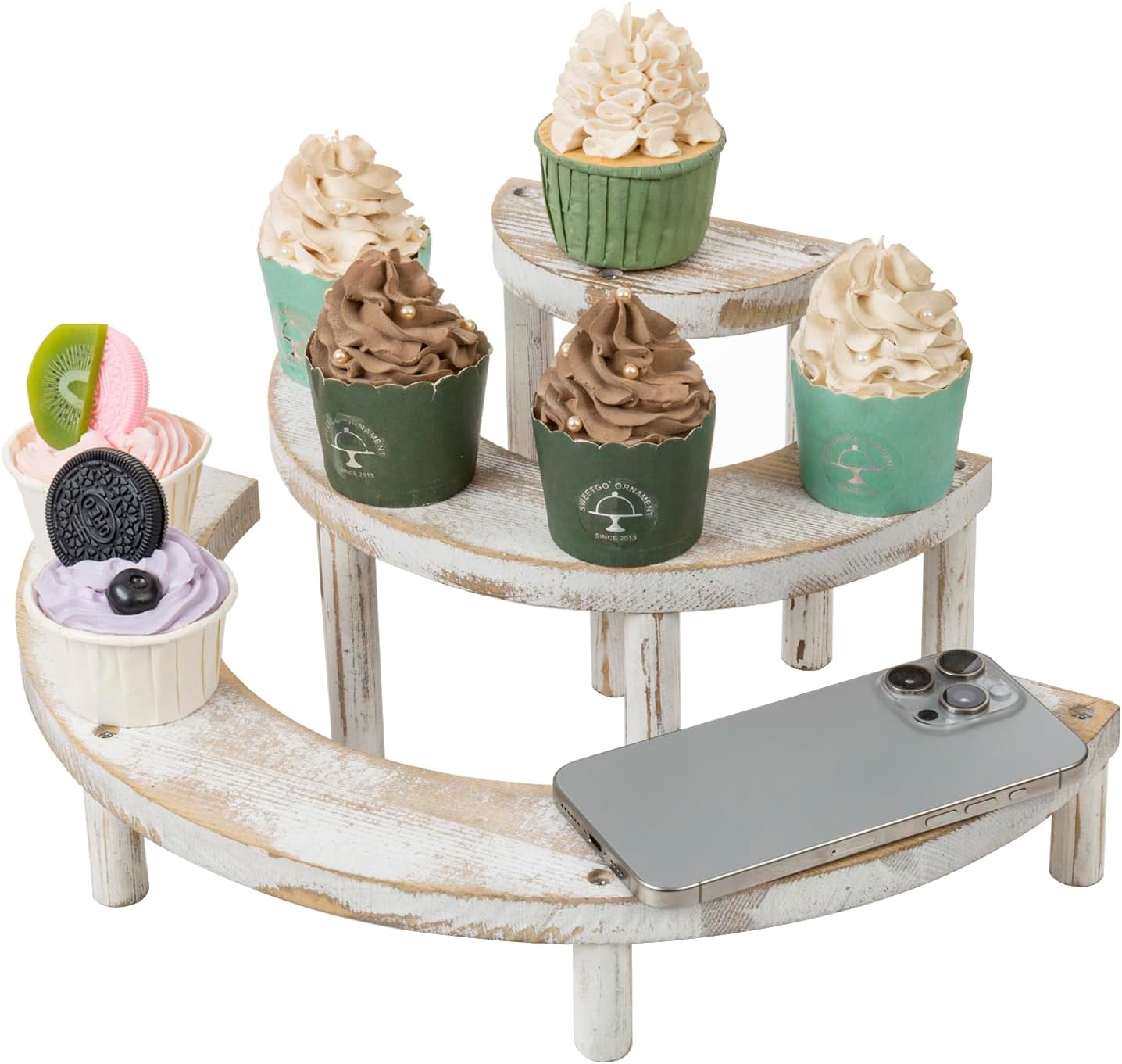 MyGift 3 Tier Wooden Display Stand Riser Set