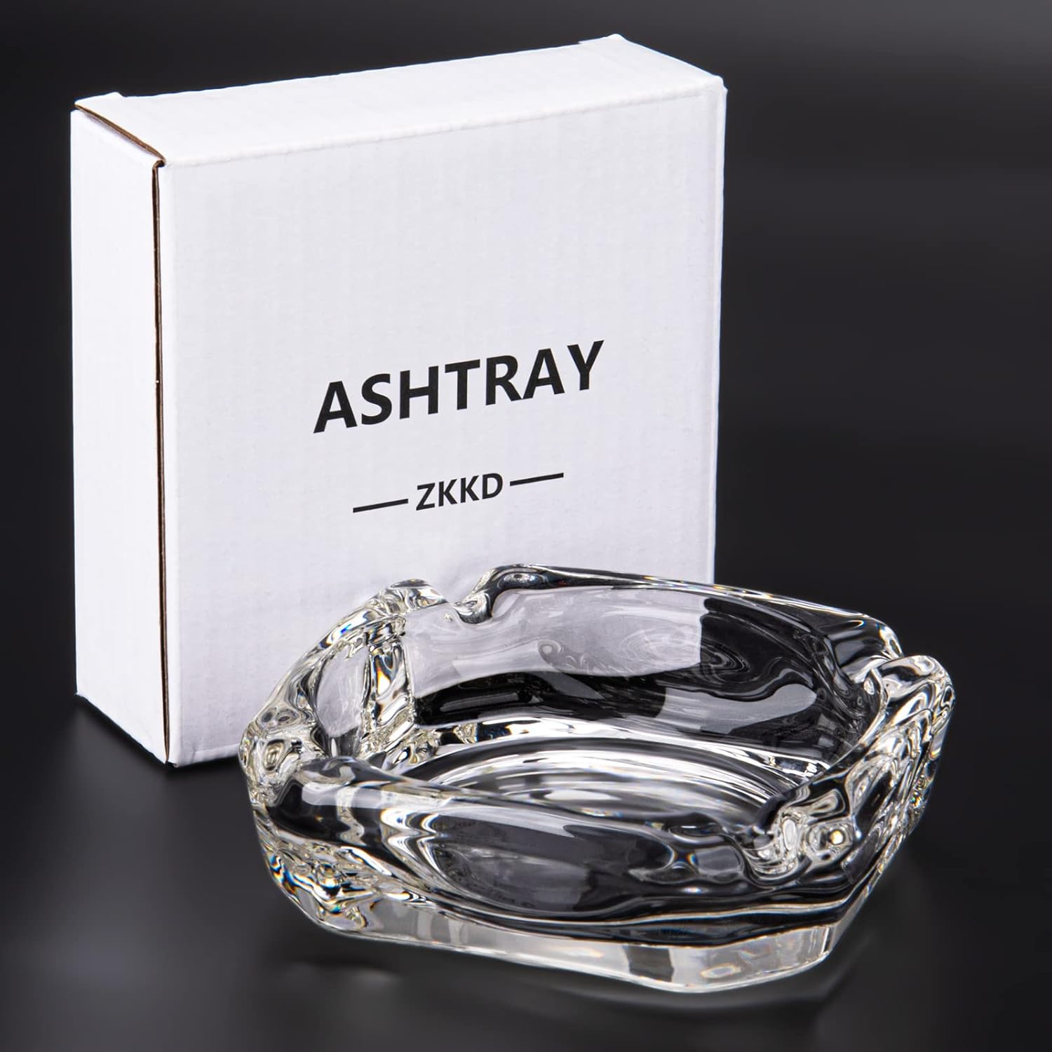 Glass Ashtray Square Transparent Elegant Home Use