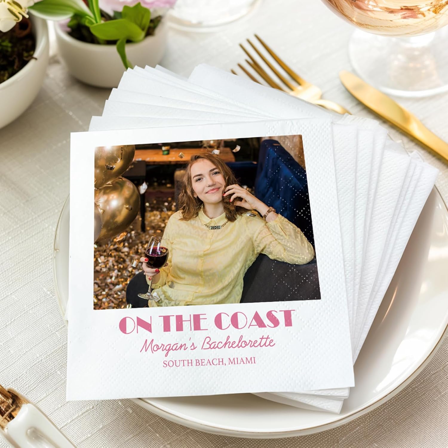 Custom Printed Photo Napkins 50 Pcs 3-Ply Wedding Decor
