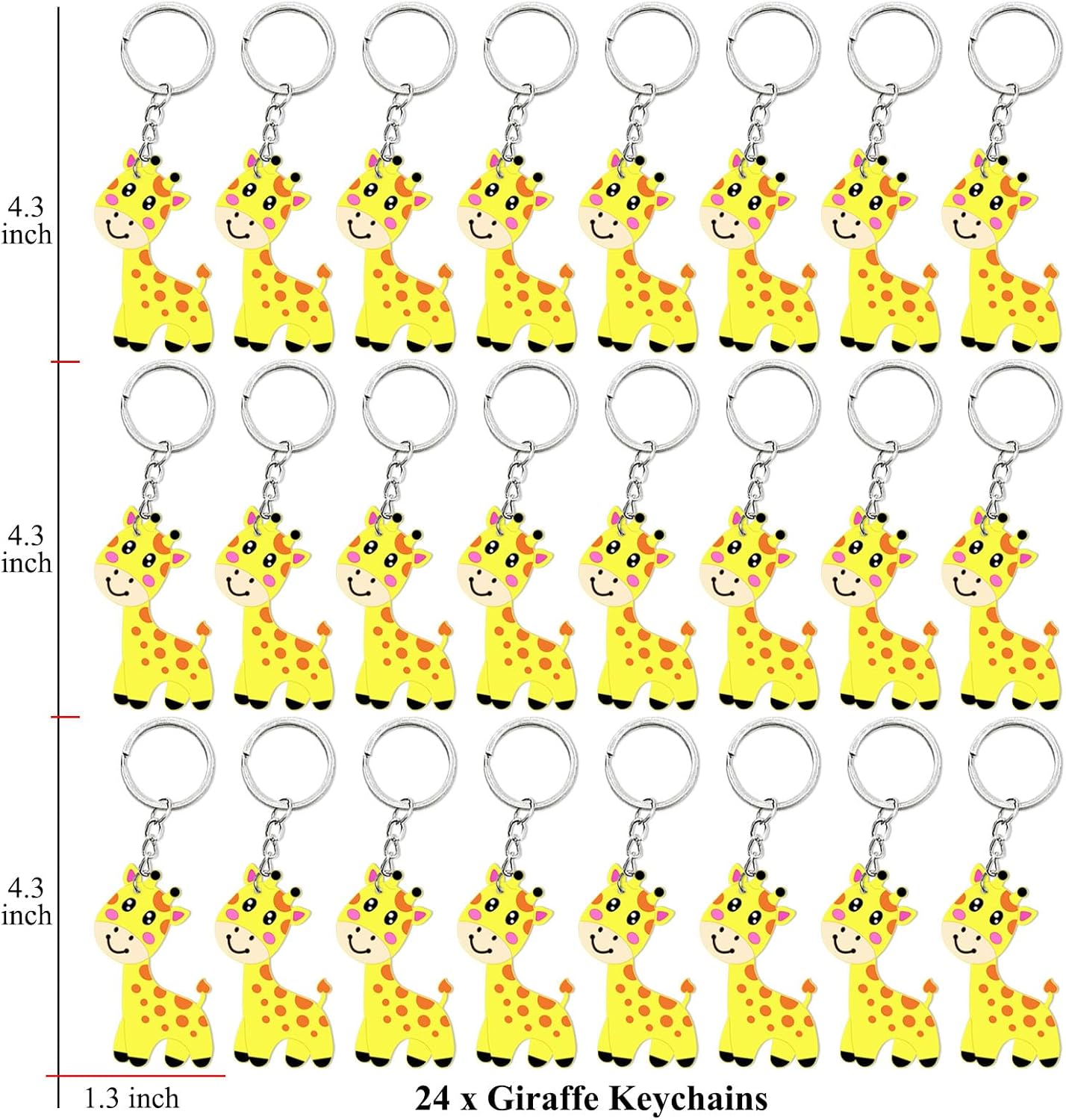 24 Pack Giraffe Keyrings Safari Party Favor