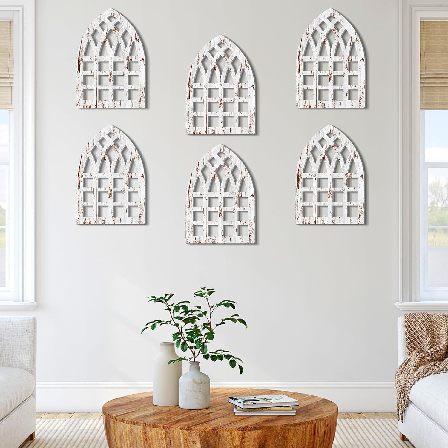 6 Pcs Rustic Window Frame Wall Decor Farmhouse Style