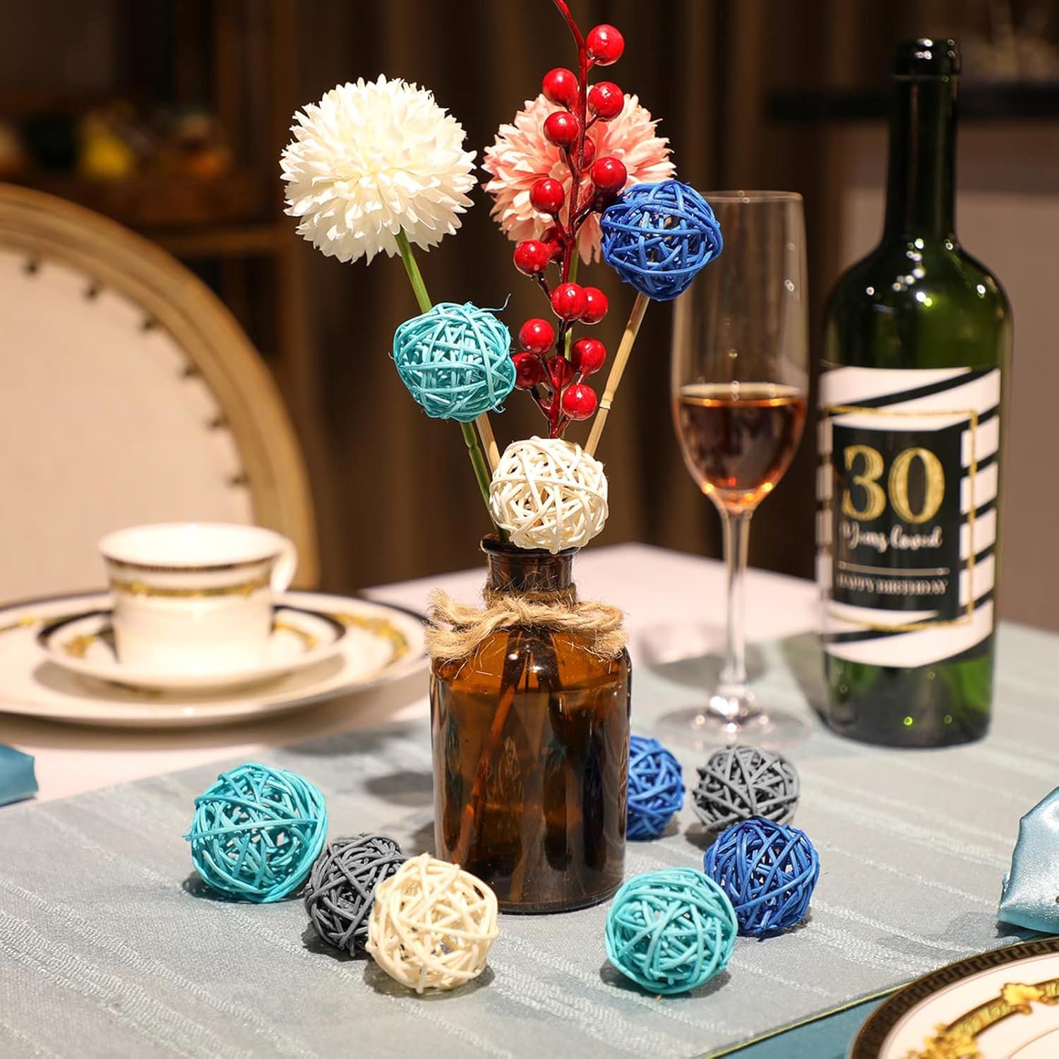 Patelai 72 Pcs Wicker Rattan Decorative Balls