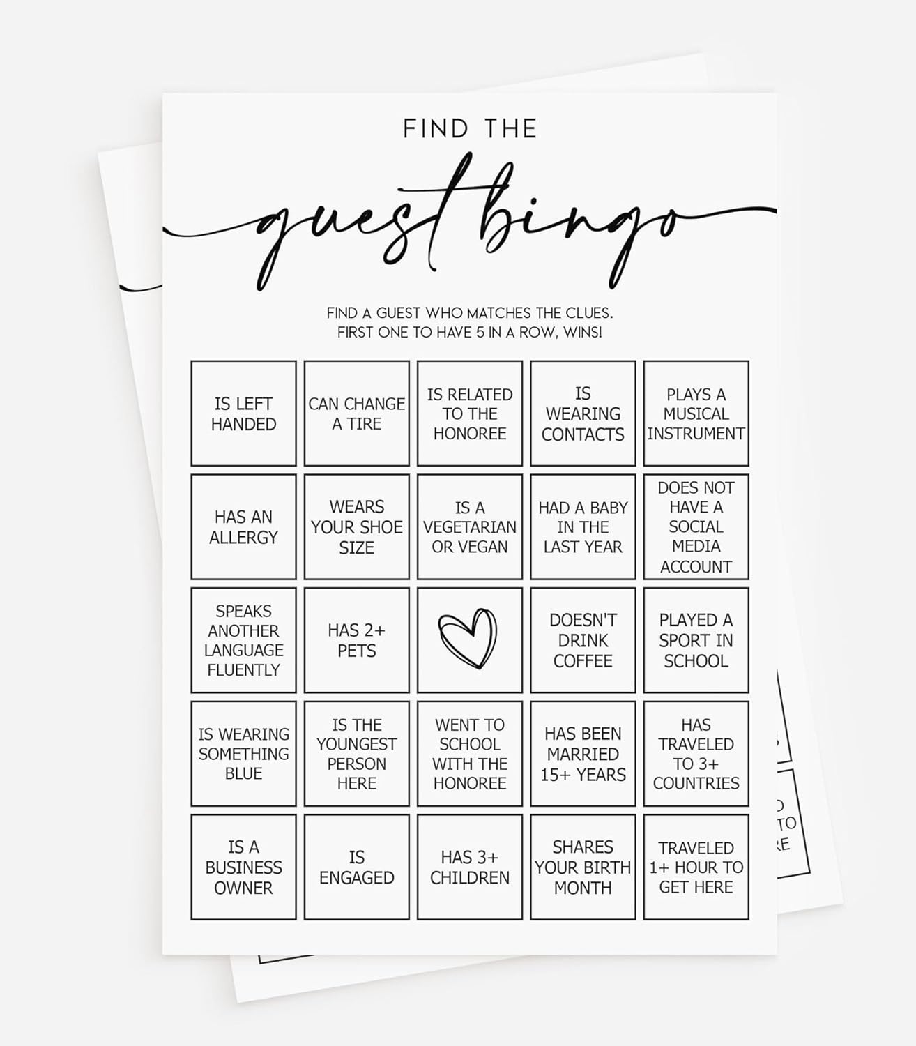 All Ewired Up 50 Find The Guest Bingo Game Cards