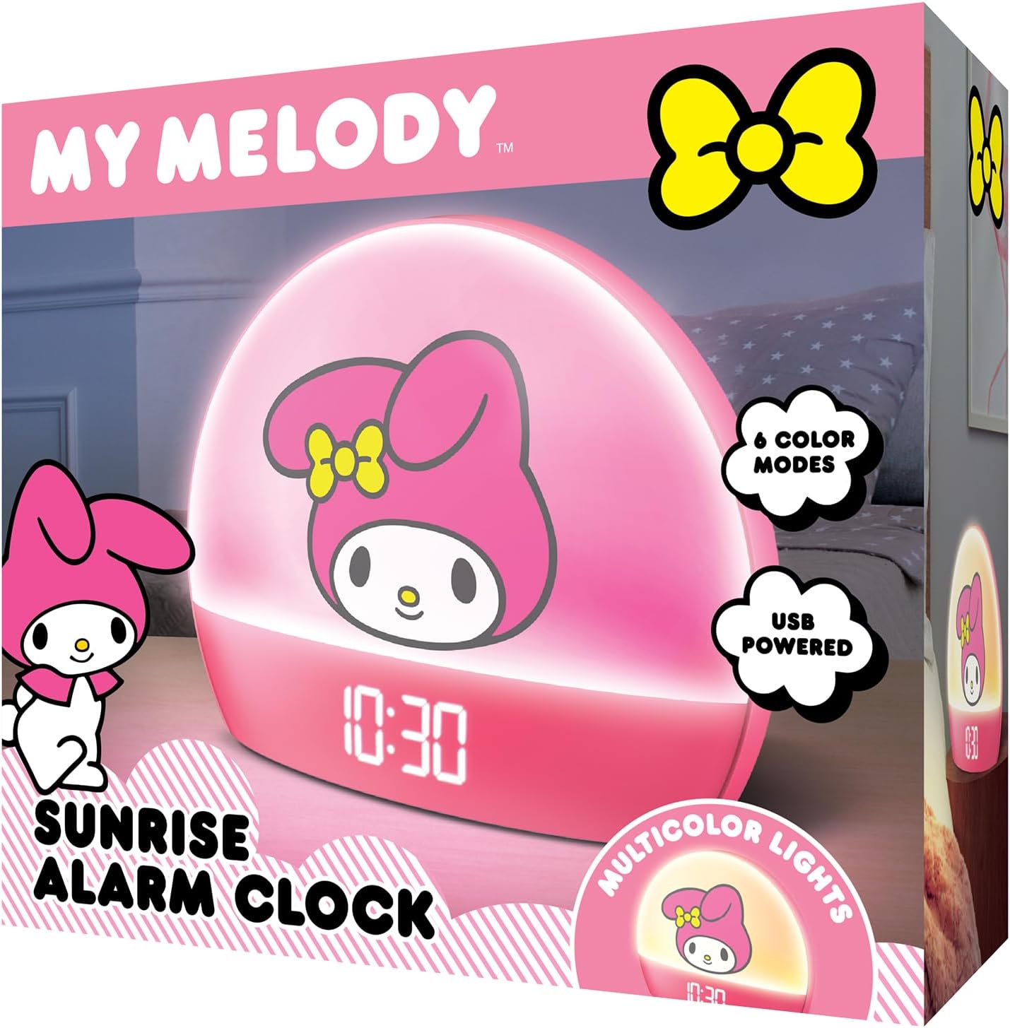 Hello Kitty Sunrise Alarm Clock with LED Display and USB Charging