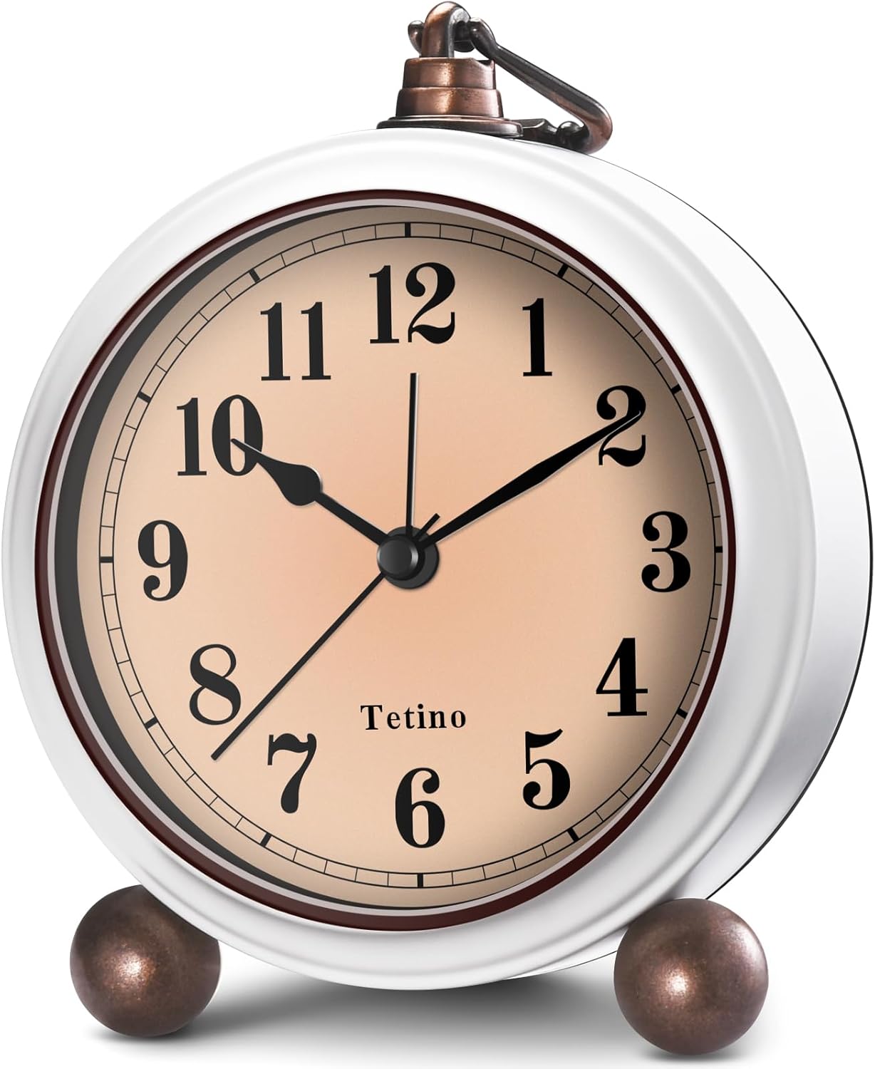 Tetino Analog Alarm Clock with Night Light and Silent Design