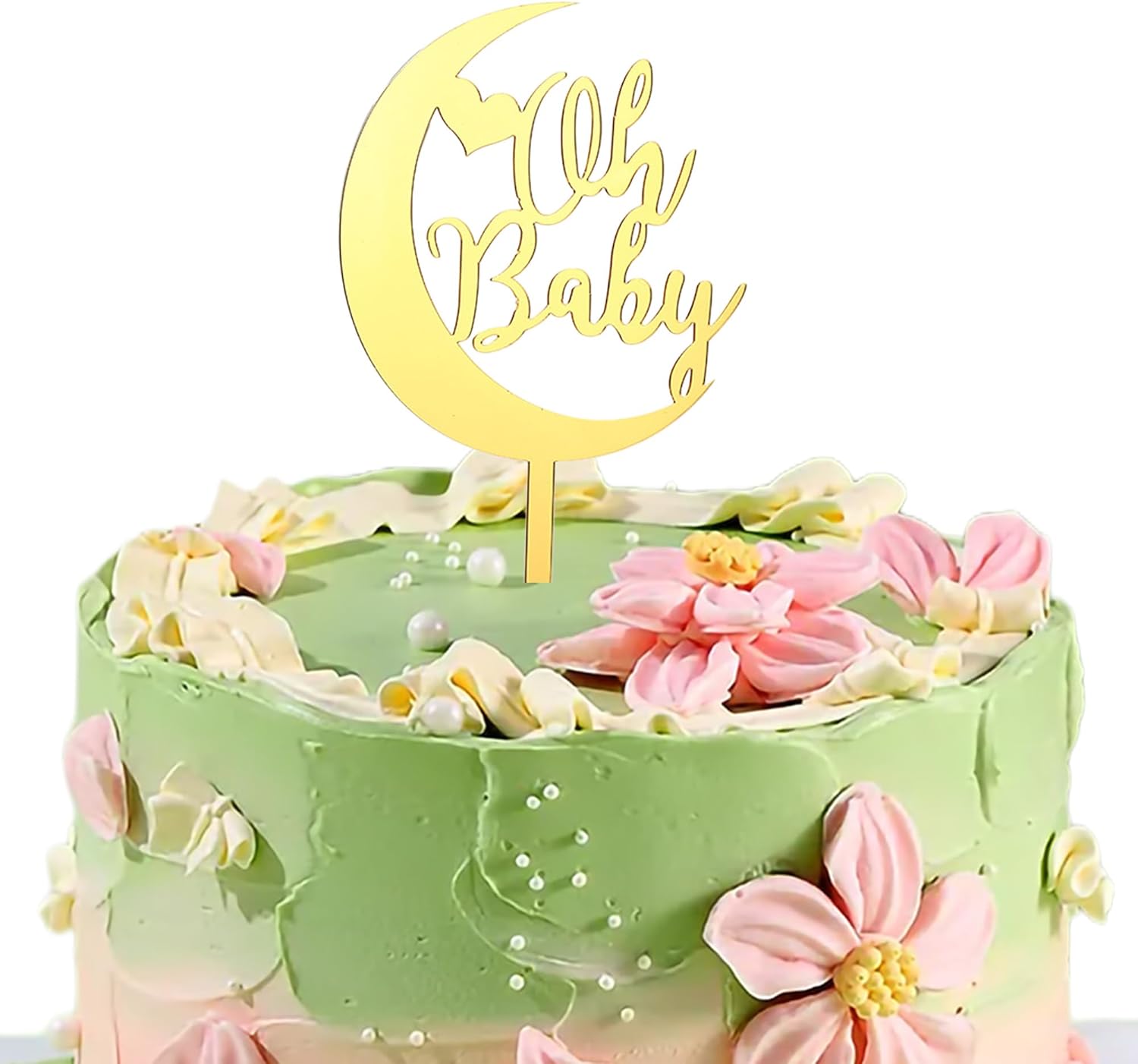 Gold Oh Baby Moon Heart Cake Topper for Baby Parties