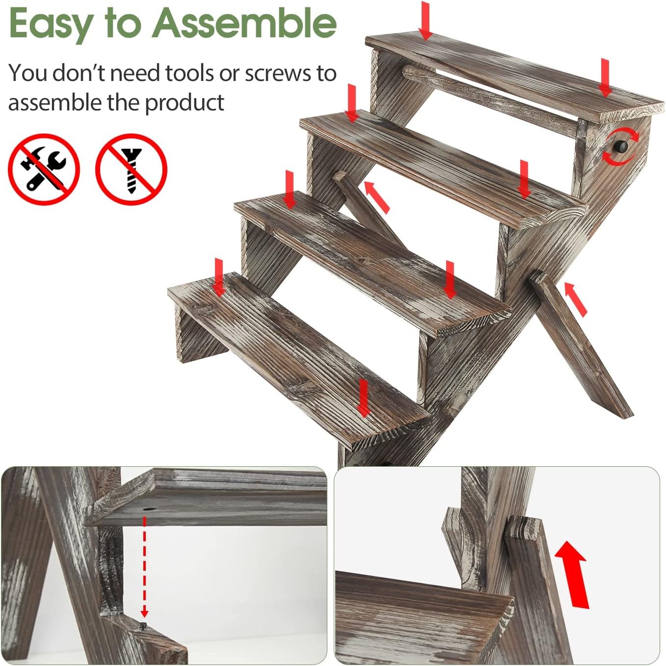 J Jackcube Design 4 Tier Rustic Wood Display Stand