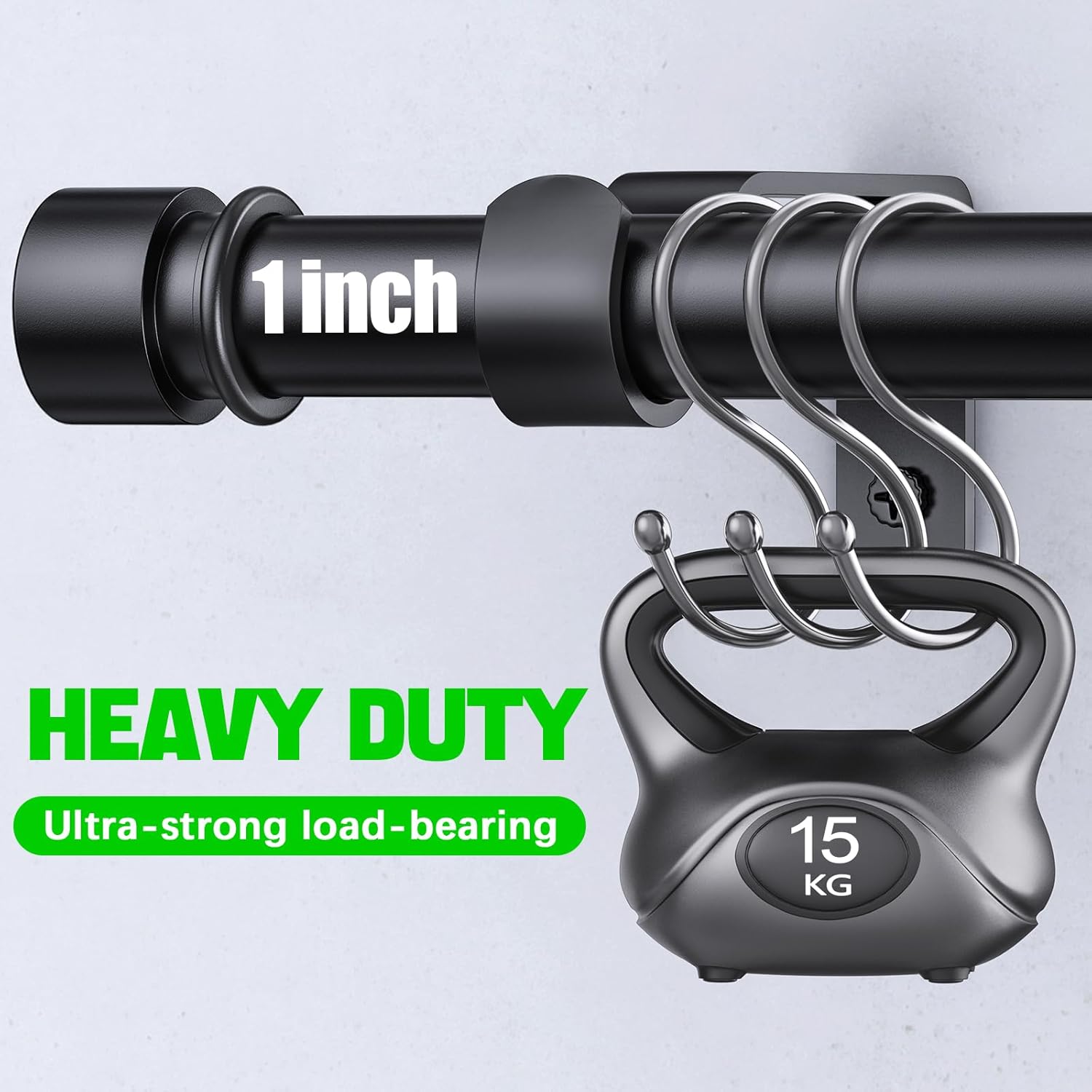 Adjustable Black Curtain Rods 32 to 96 Inches