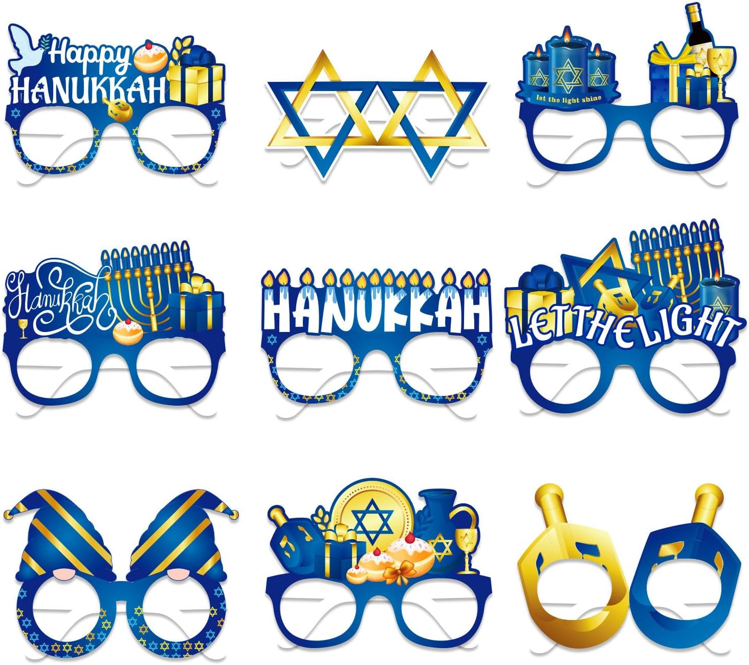 Happy Hanukkah Party Eyeglasses 9pcs Set