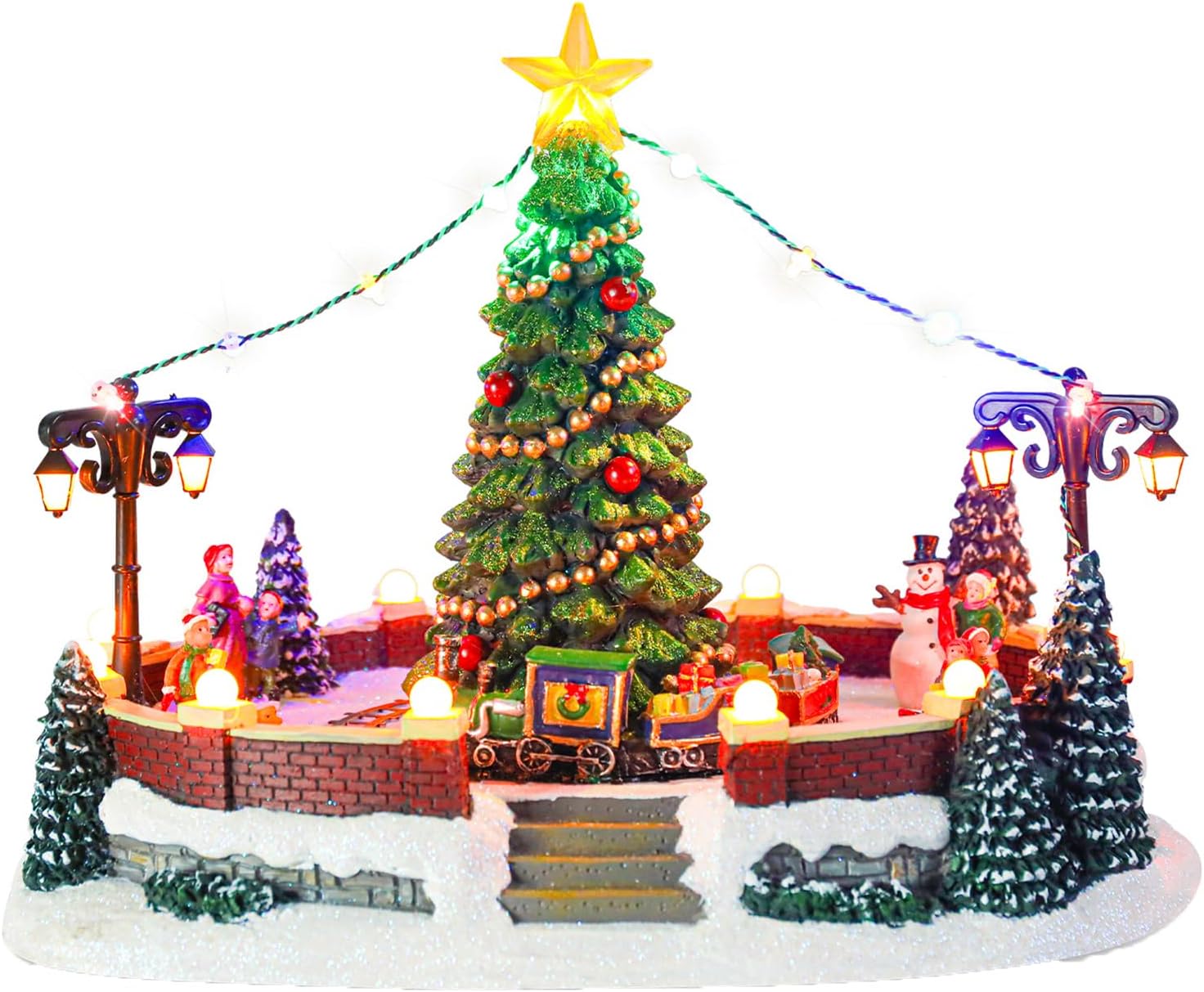 MUMTOP Christmas Village with Rotating Train and Music