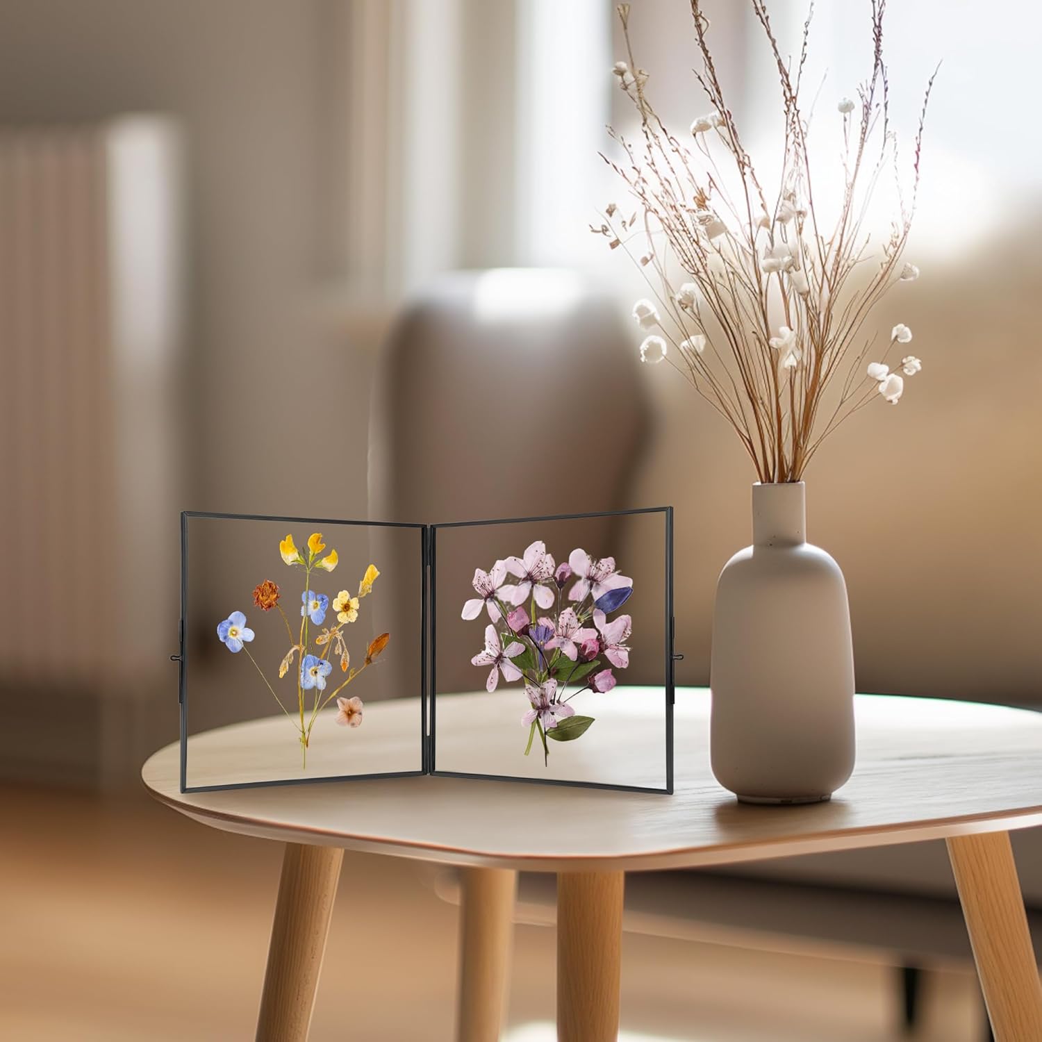 Redhugo Double Glass Pressed Flower Frame 4x4 Inches