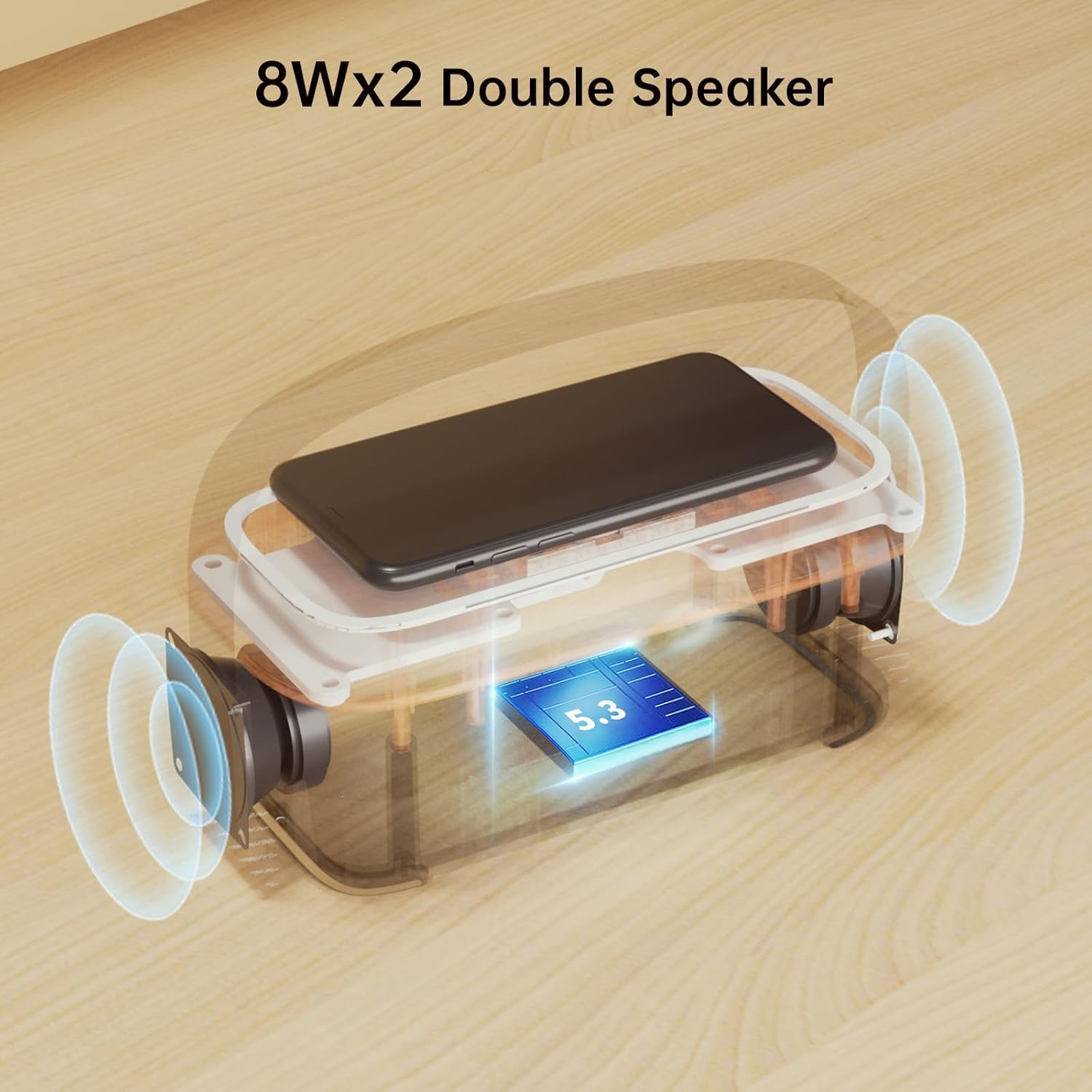 LOVME 5-in-1 Alarm Clock with Bluetooth Speaker and Wireless Charger
