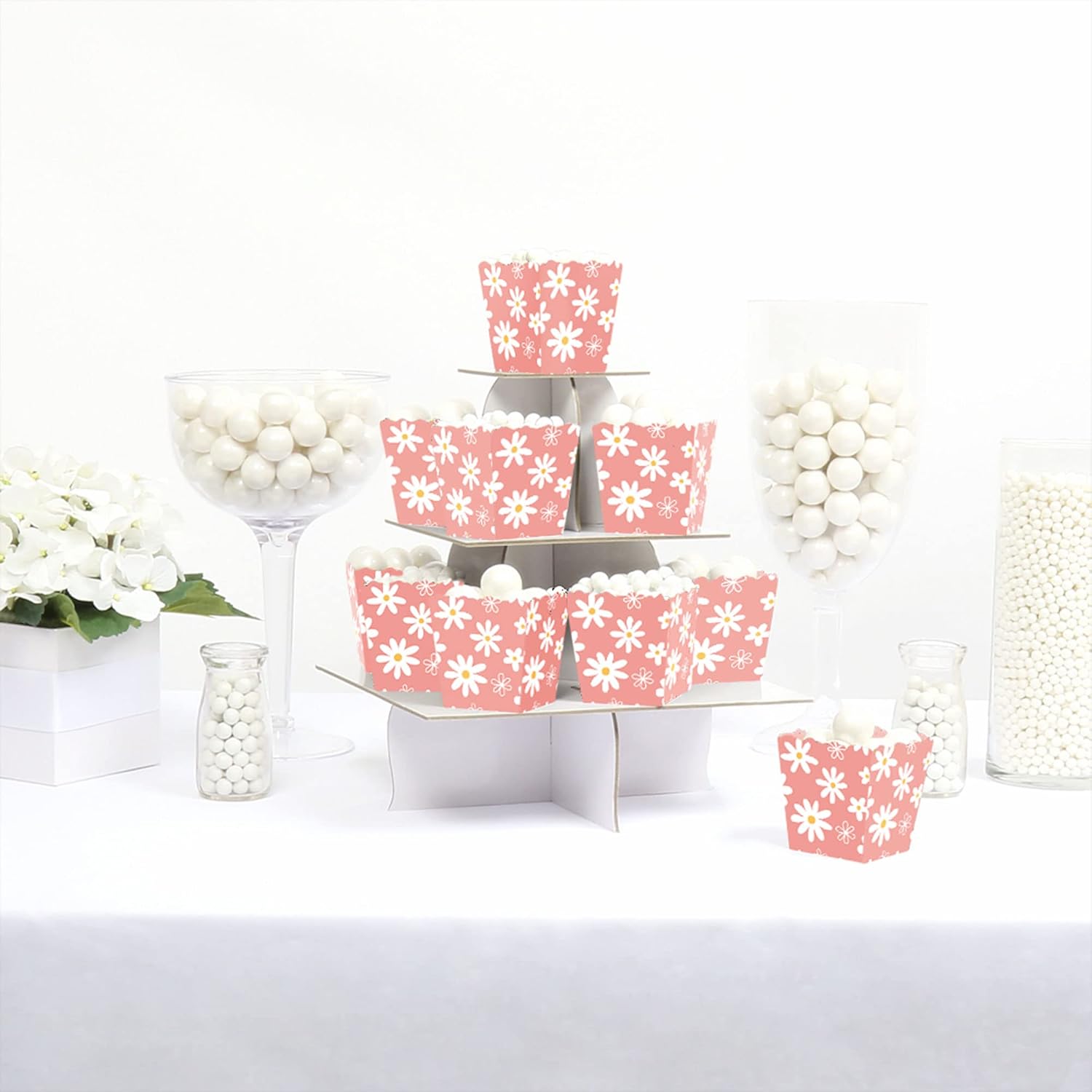 Big Dot of Happiness Pink Daisy Candy Favor Boxes Set of 12