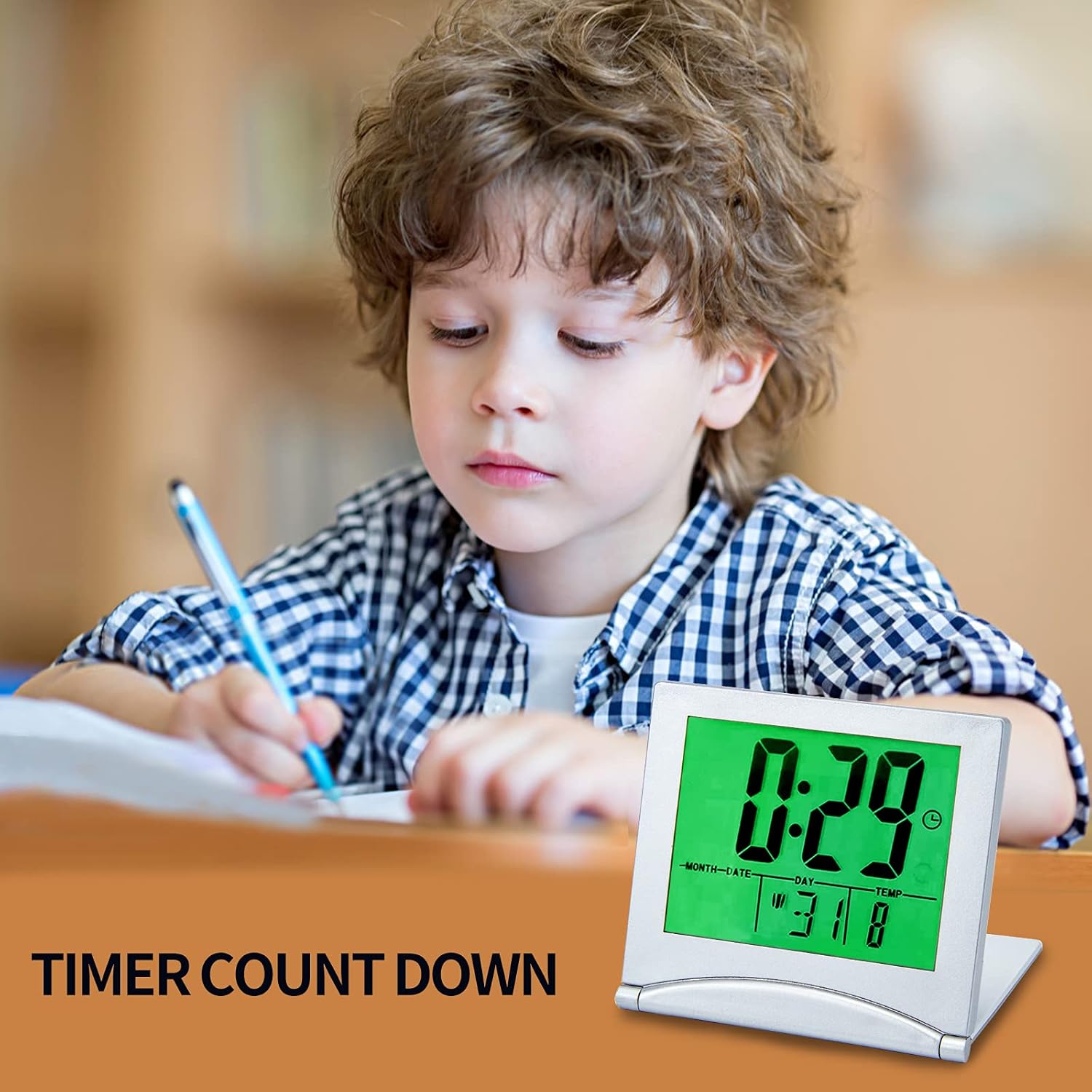 KANBIT Small Digital Travel Alarm Clock with Backlight and Temperature