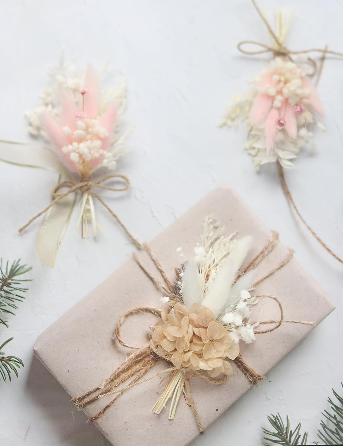 Mini Dried Flower Bouquet Set 12pcs Pink