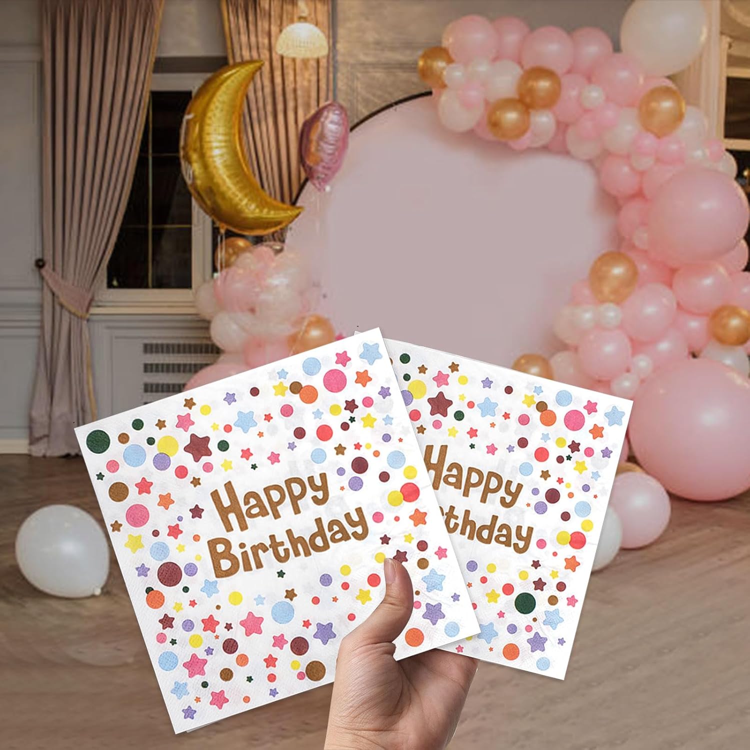 120 Pcs Polka Dot Rainbow Paper Napkins 13x13 Inch Set