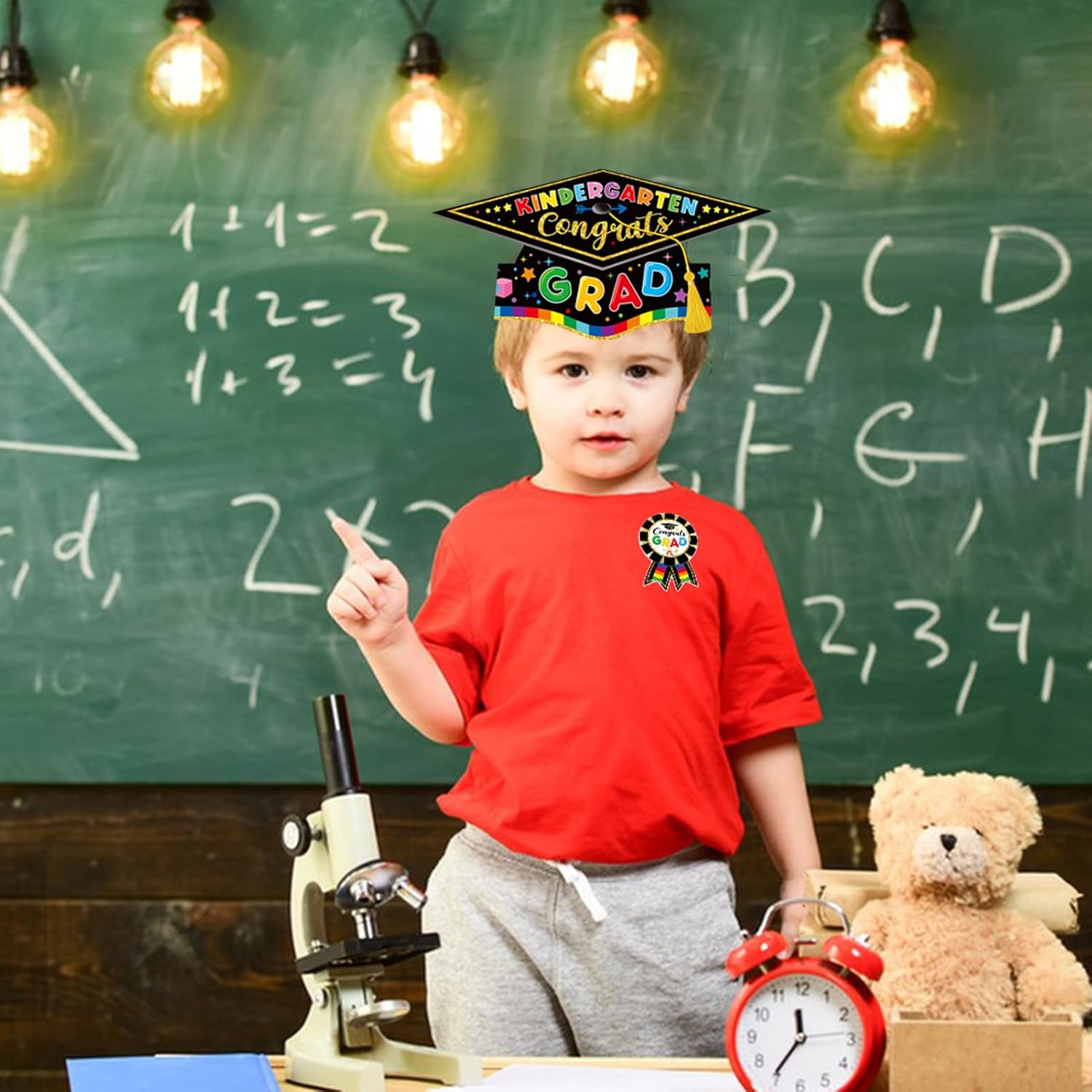 64 Pieces Preschool Graduation Caps with Reward Badges