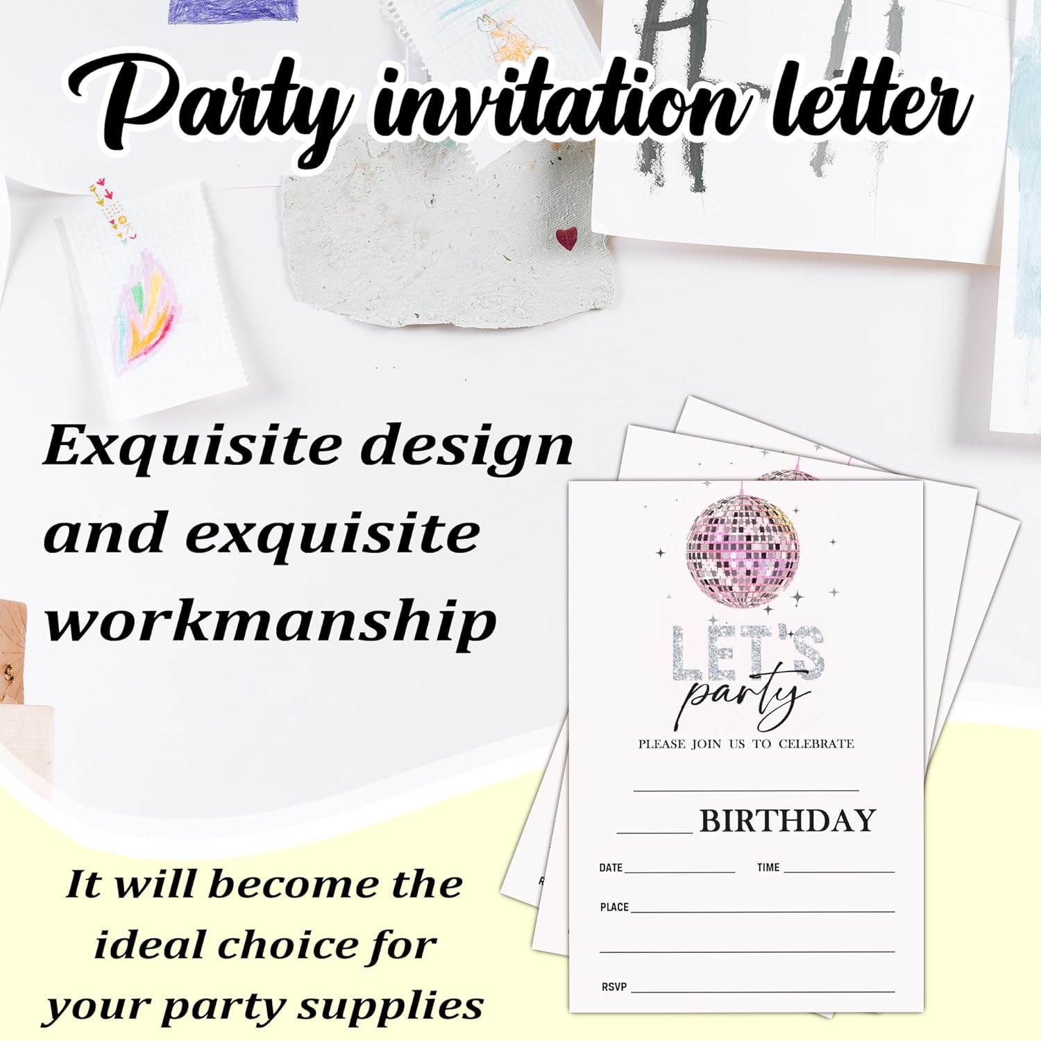 Geuro Disco Birthday Party Invitation Cards