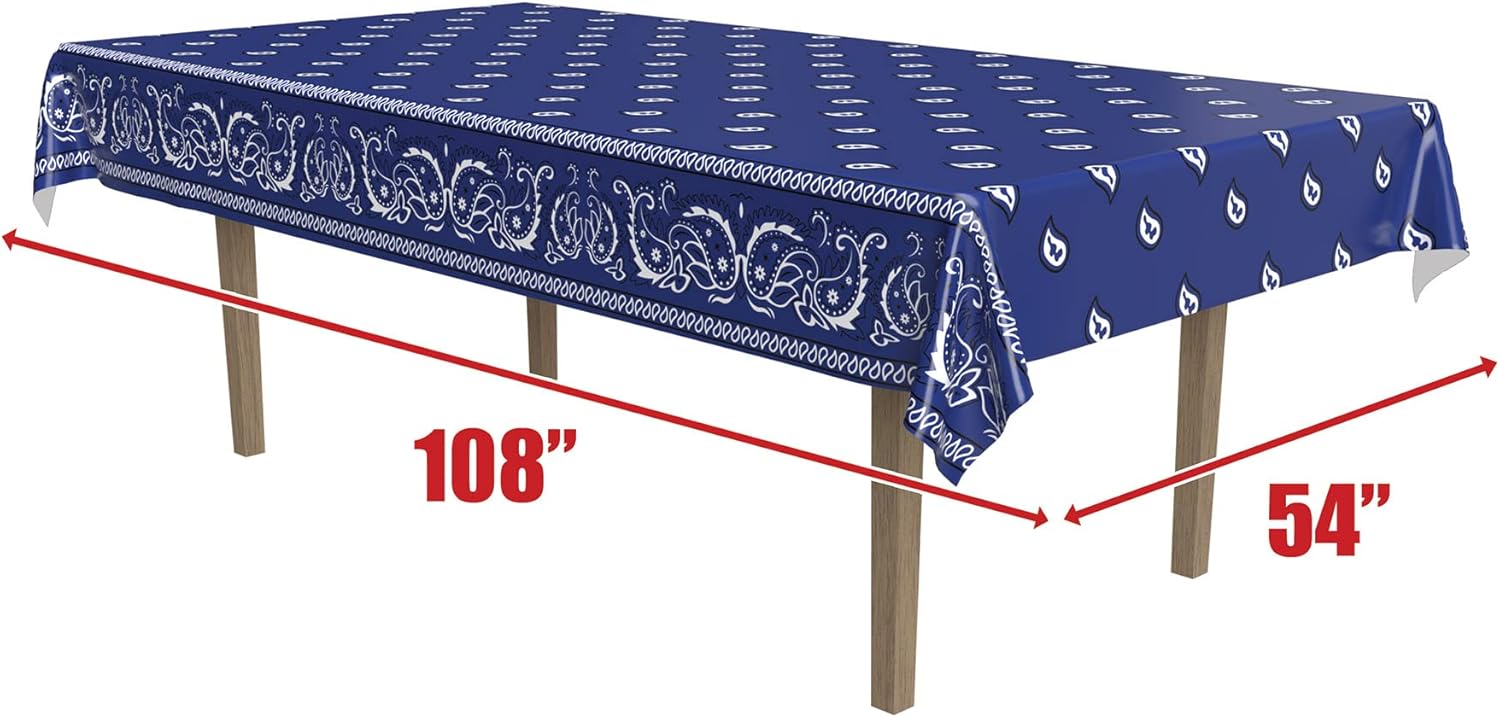 Beistle Blue Bandana Tablecovers 54x108 3 Pack