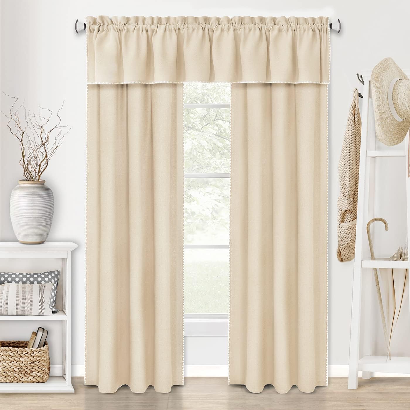 Kendal Window Curtain Valance 58x14 Inch Tan White
