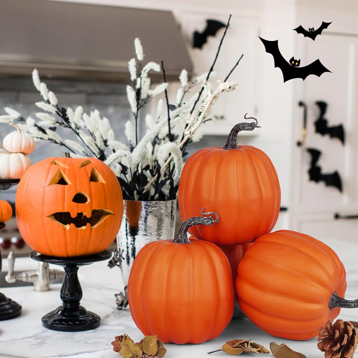Artmag 6 Inch Artificial Pumpkins 4PCS for Fall Decor